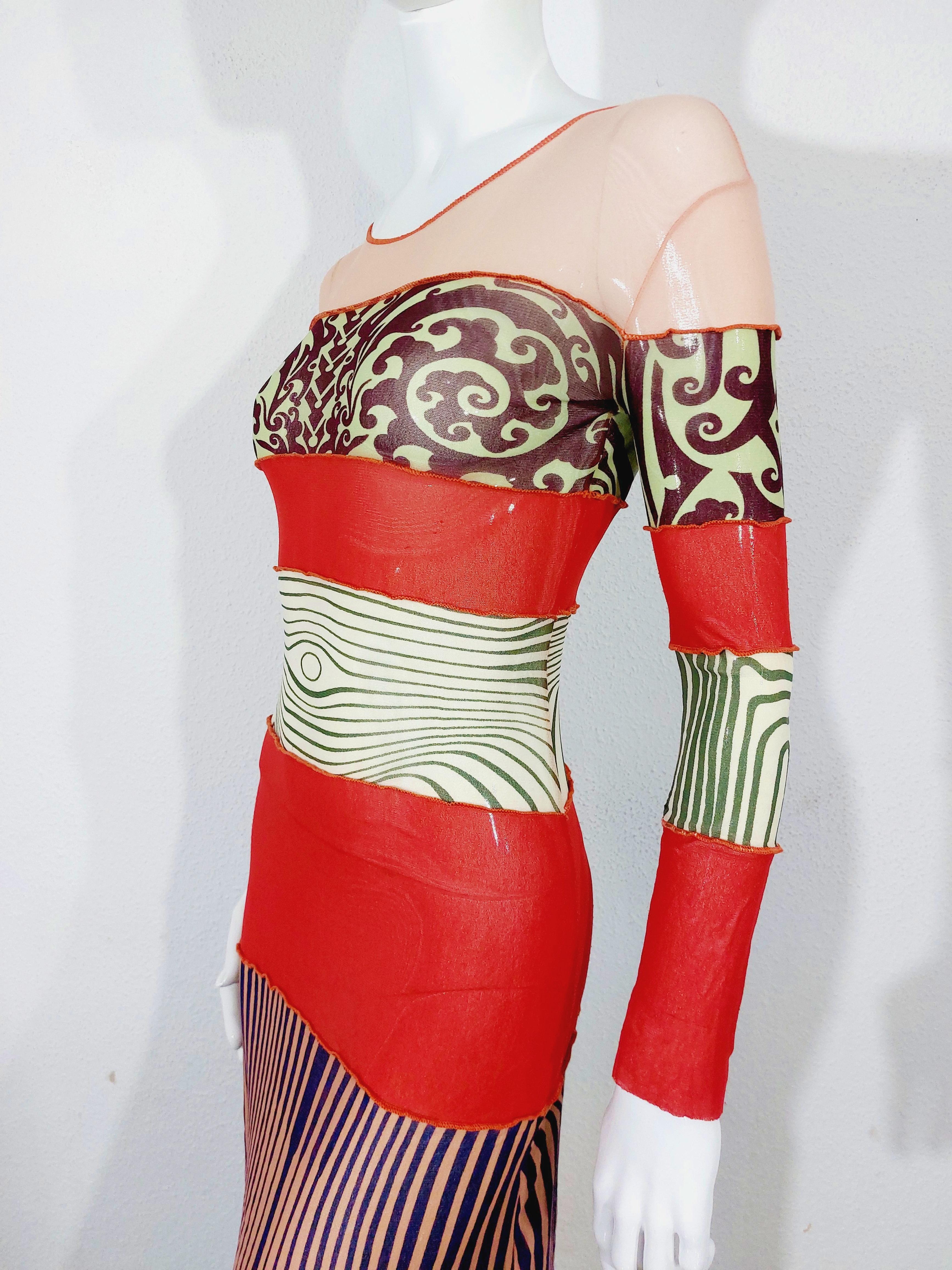 Jean Paul Gaultier Optical Illusion Nude Ethic Trompe l'oeil Vanessa Guide Dress For Sale 5