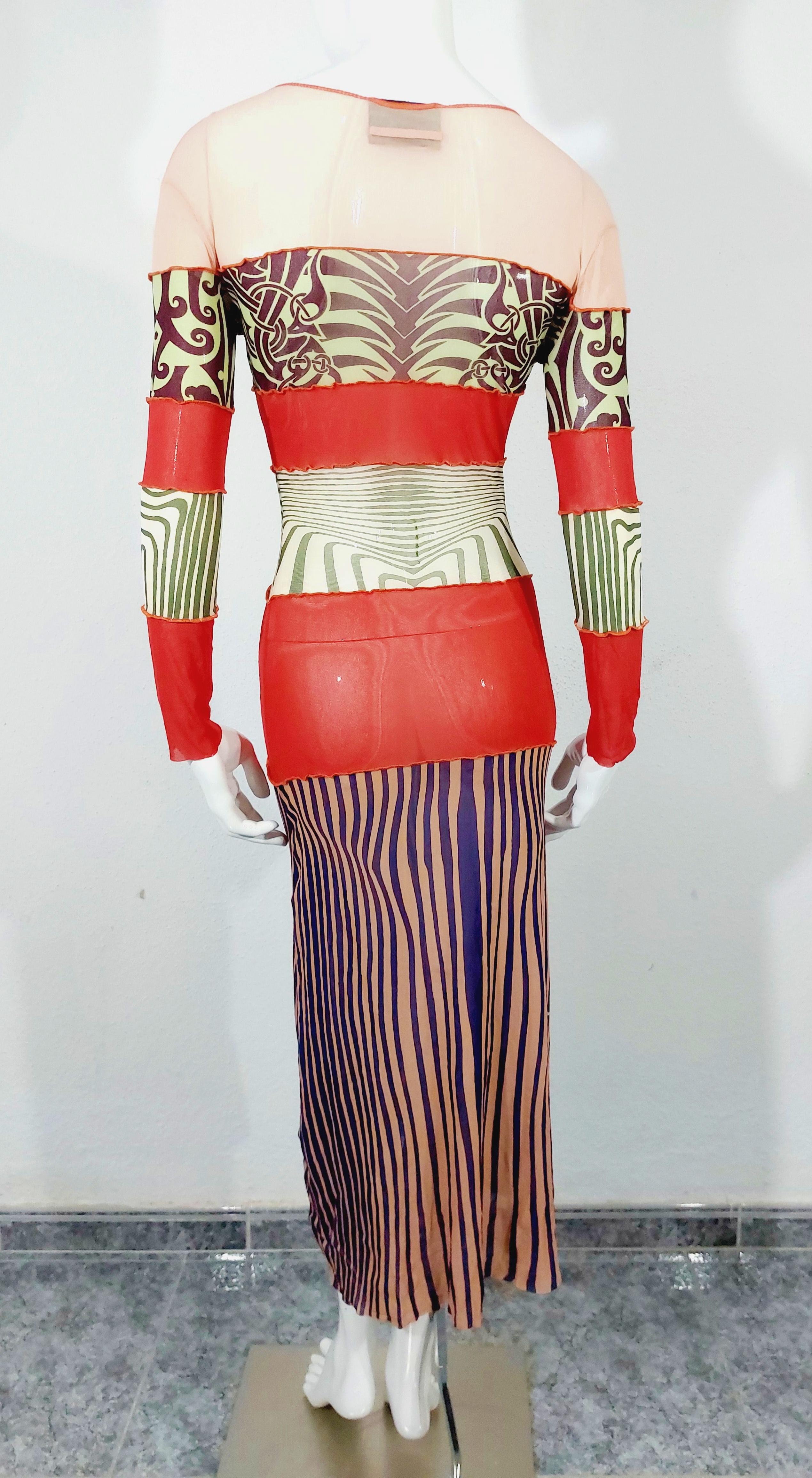 Jean Paul Gaultier Optical Illusion Nude Ethic Trompe l'oeil Vanessa Guide Dress en vente 6