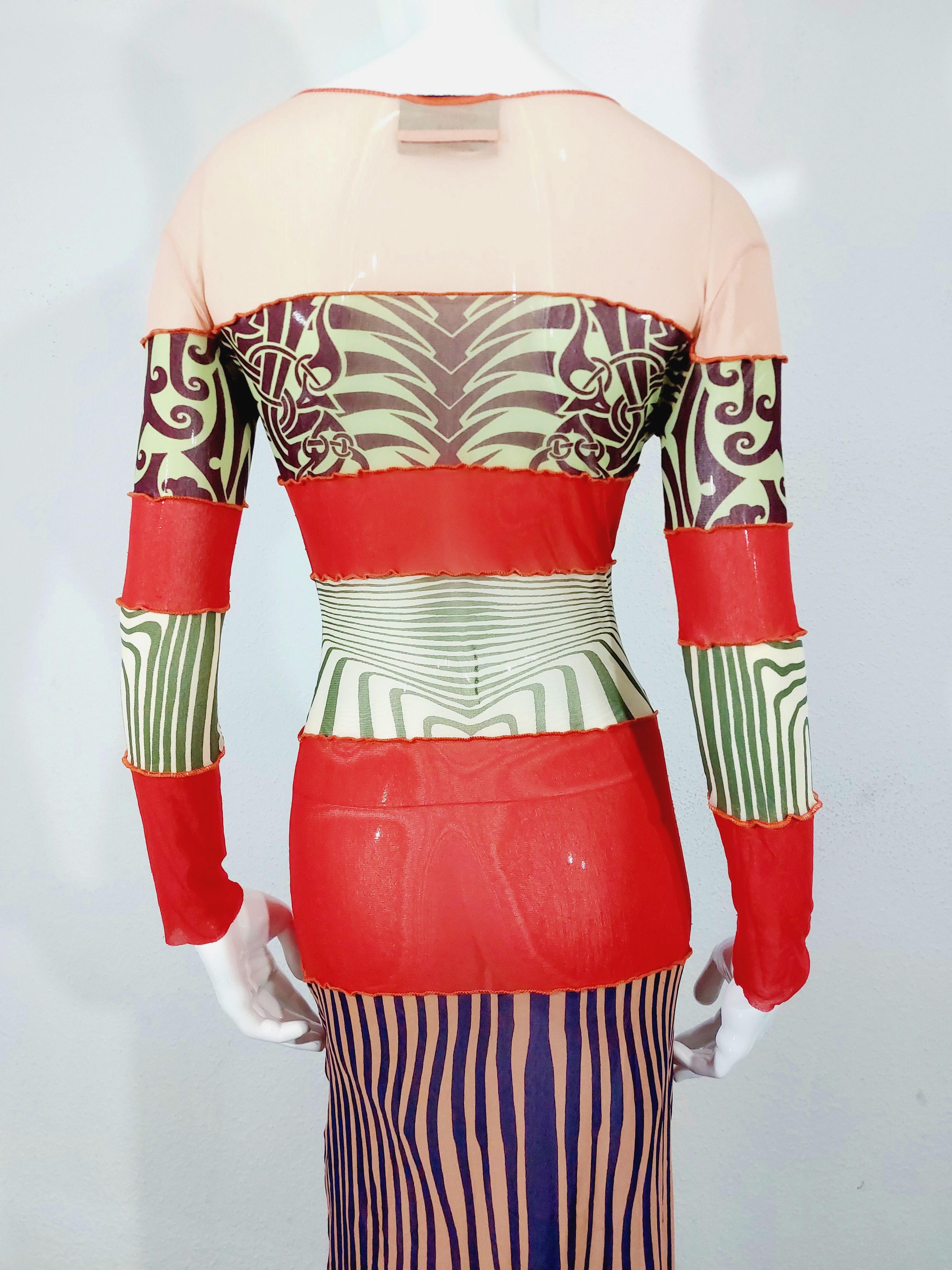 Jean Paul Gaultier Optical Illusion Nude Ethic Trompe l'oeil Vanessa Guide Dress For Sale 7