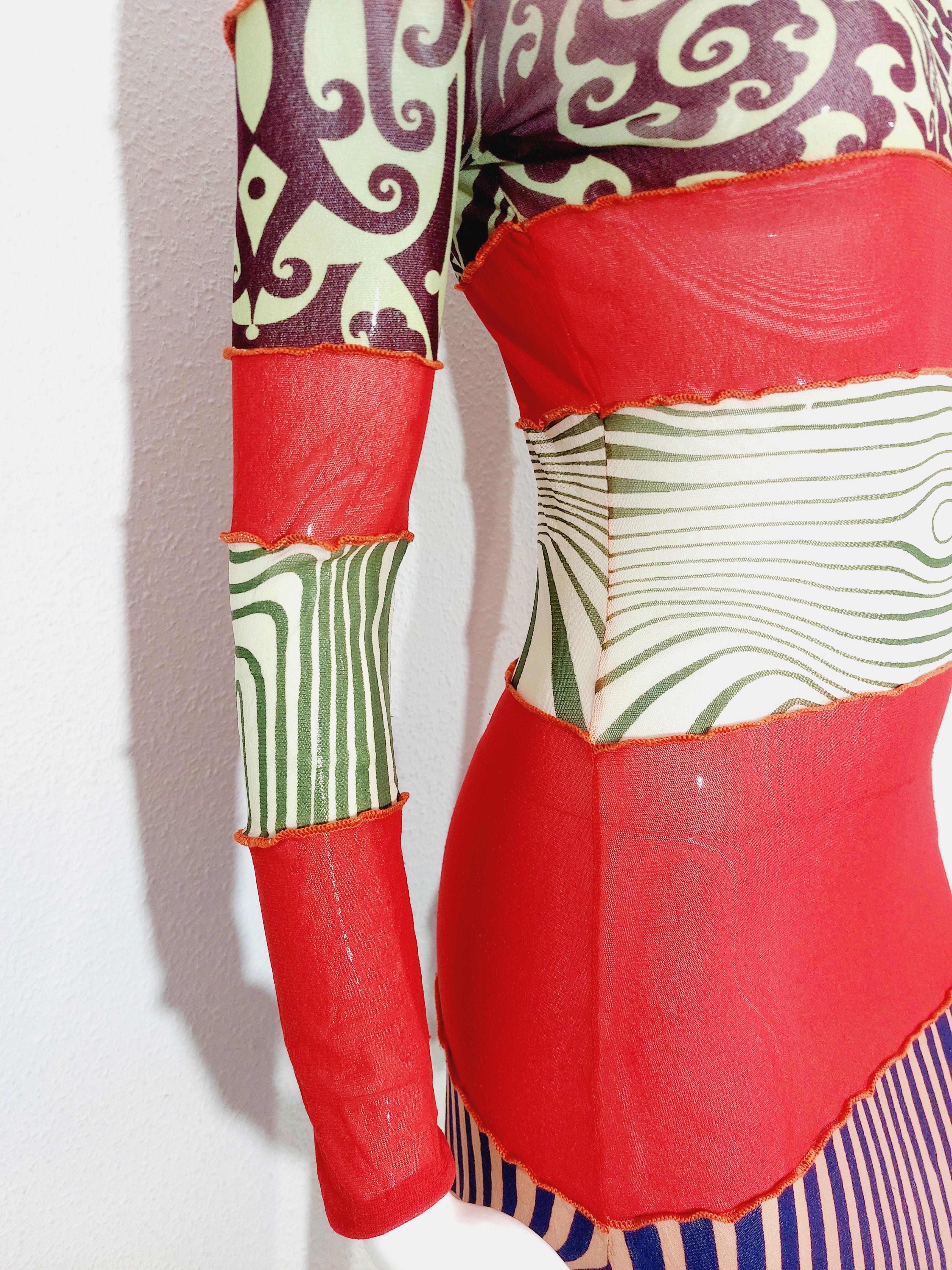 Jean Paul Gaultier Ilusión óptica Trompe l'oeil ético desnudo Vestido Vanessa Guide en Bueno estado para la venta en PARIS, FR