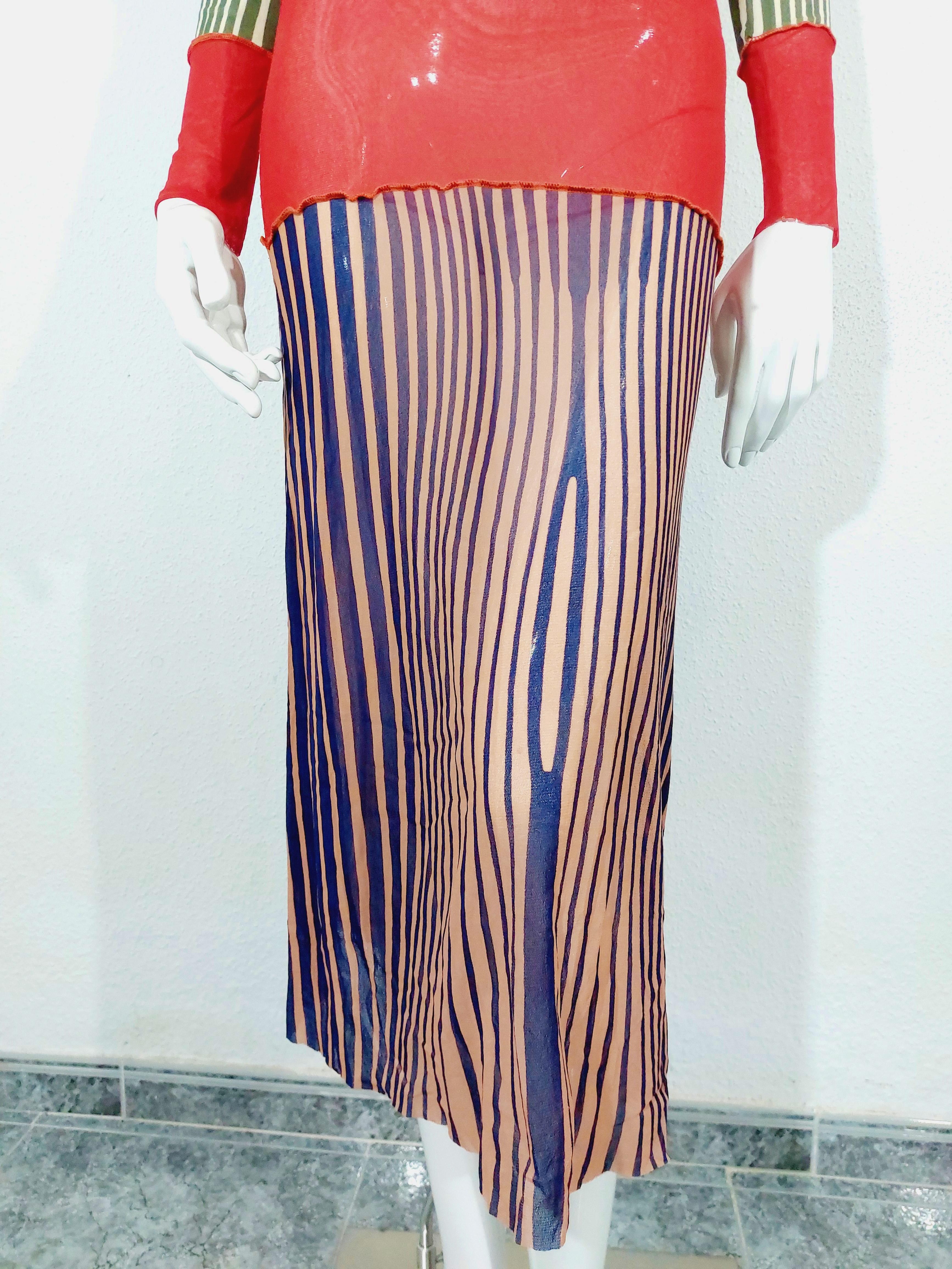 Jean Paul Gaultier Optical Illusion Nude Ethic Trompe l'oeil Vanessa Guide Dress For Sale 2