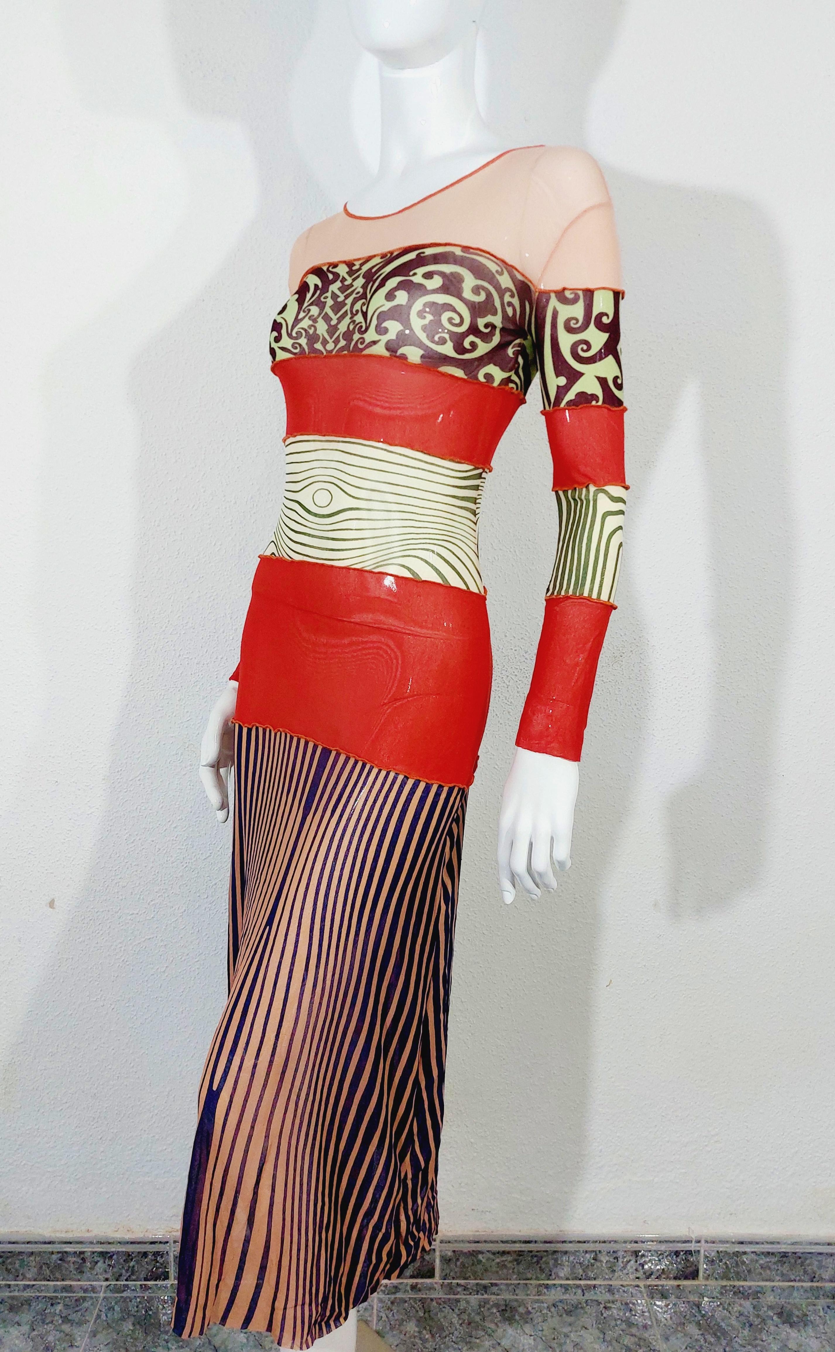 Jean Paul Gaultier Optical Illusion Nude Ethic Trompe l'oeil Vanessa Guide Dress For Sale 4