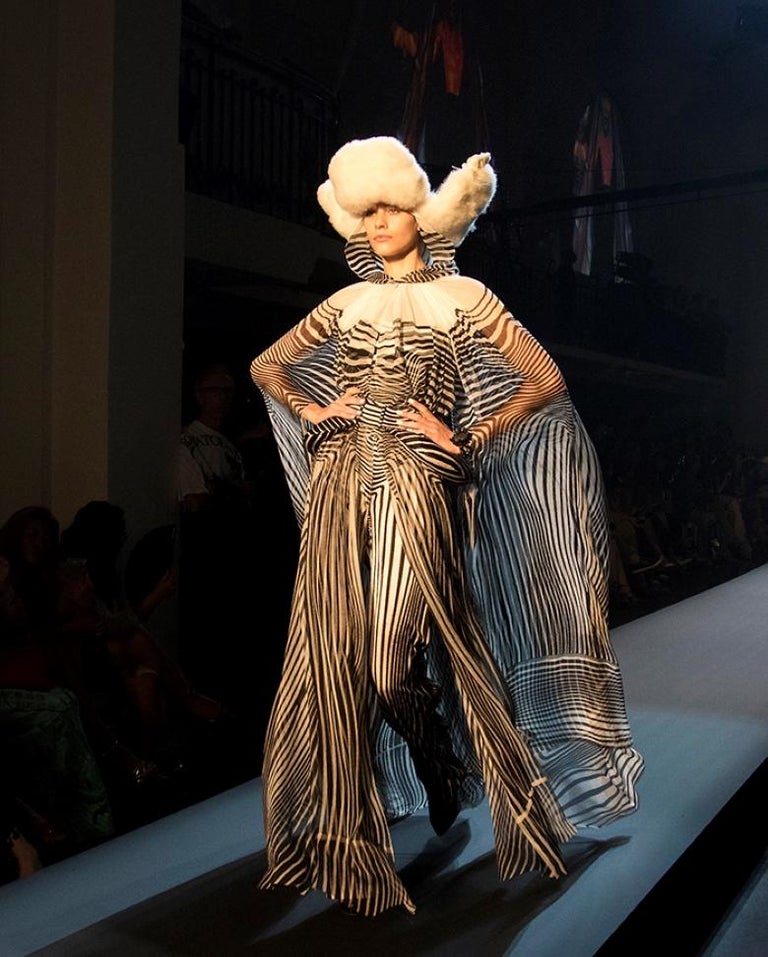 Jean Paul Gaultier Optical Illusion Striped Body Map Kim Kardashian Dress  For Sale at 1stDibs