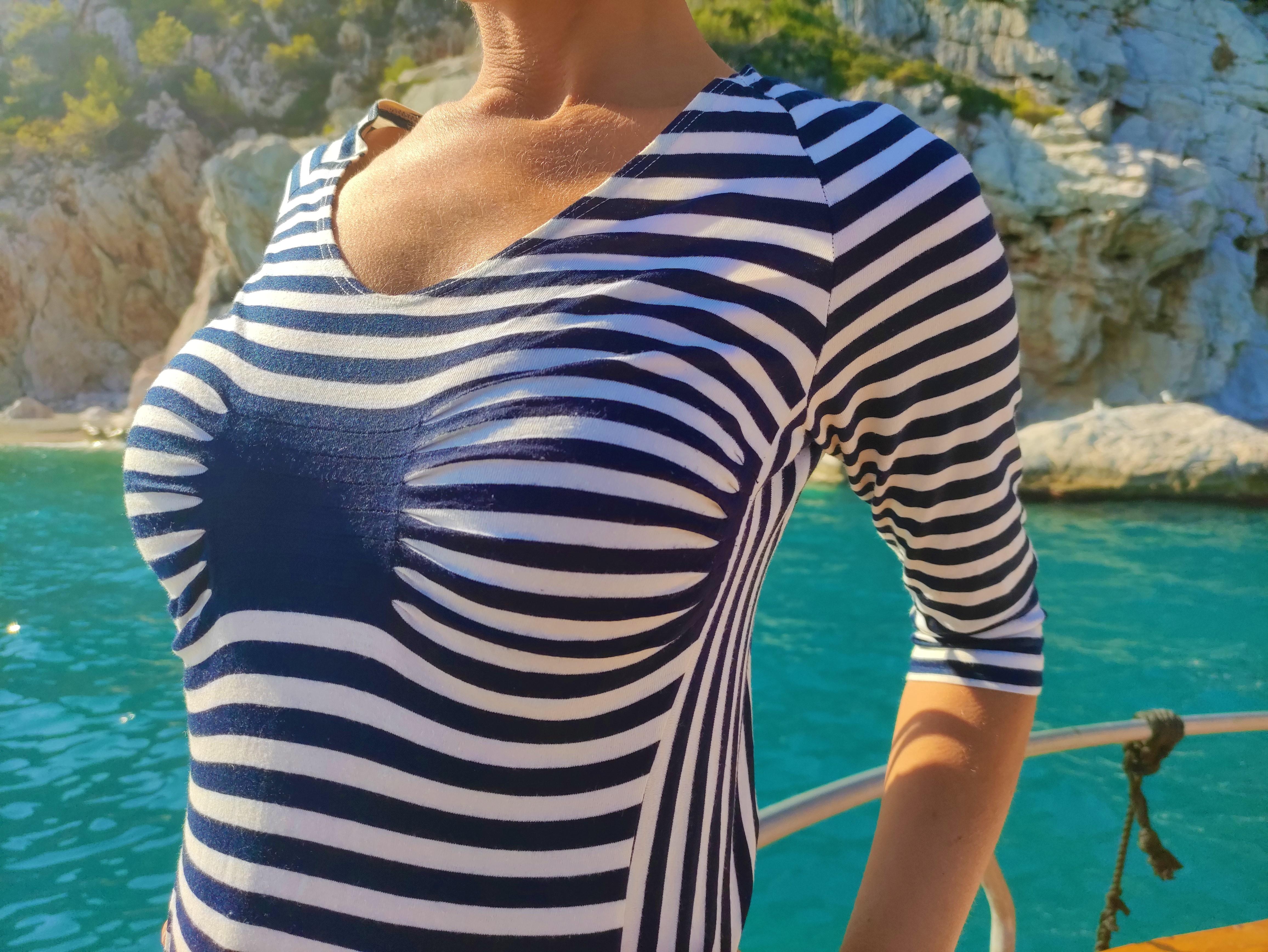 Jean Paul Gaultier Optical Illusion Striped Body Map Kim Kardashian Dress For Sale 3