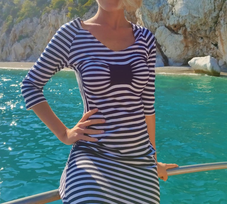 Jean Paul Gaultier Optical Illusion Striped Body Map Kim Kardashian Dress  For Sale at 1stDibs | the striped dress illusion, dress optical illusion,  optical illusion dress
