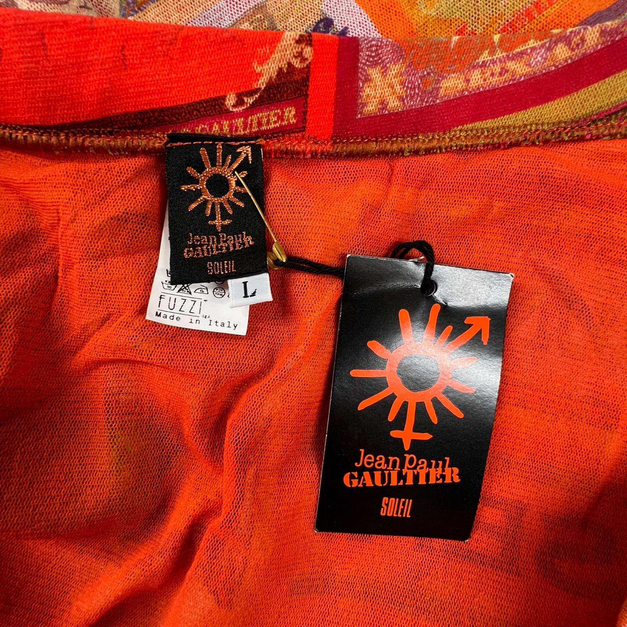 Jean Paul Gaultier Orange Nylon Sex, Sea, Sun Dollar Print Skirt (Large) 1
