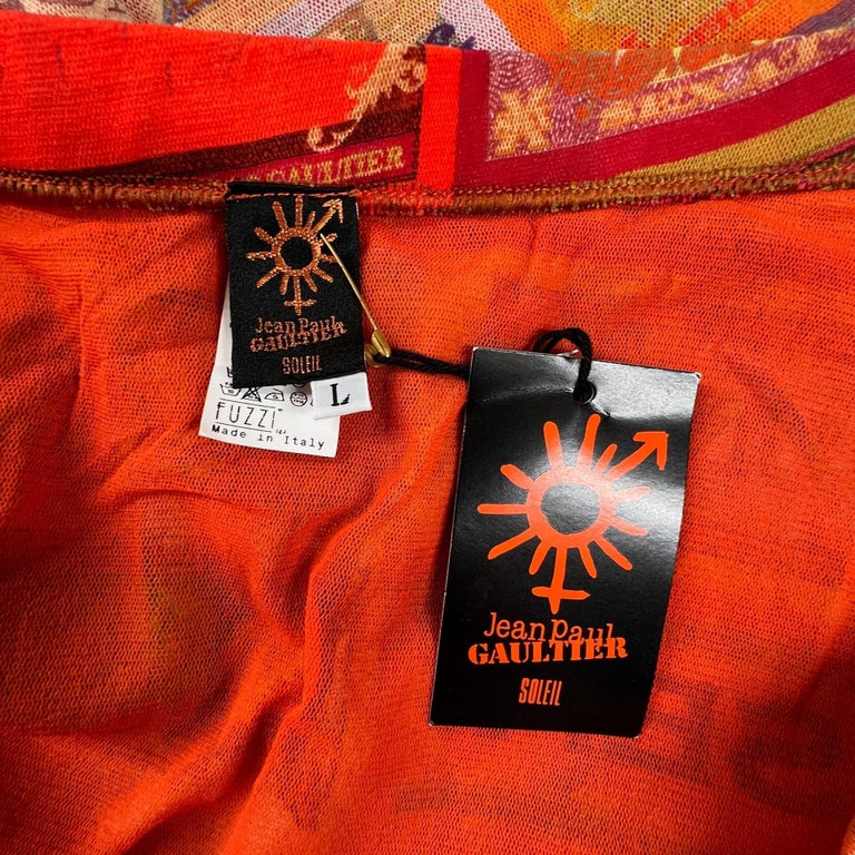 Jean Paul Gaultier Orange Nylon Sex Sea Sun Dollar Print Skirt Large For Sale At 1stdibs