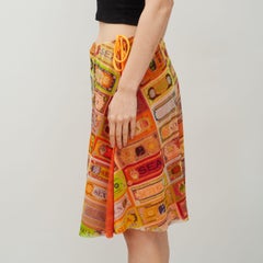 Jean Paul Gaultier - Jupe en nylon orange « Sex, Sea, Sun Dollar » imprimé (Medium)