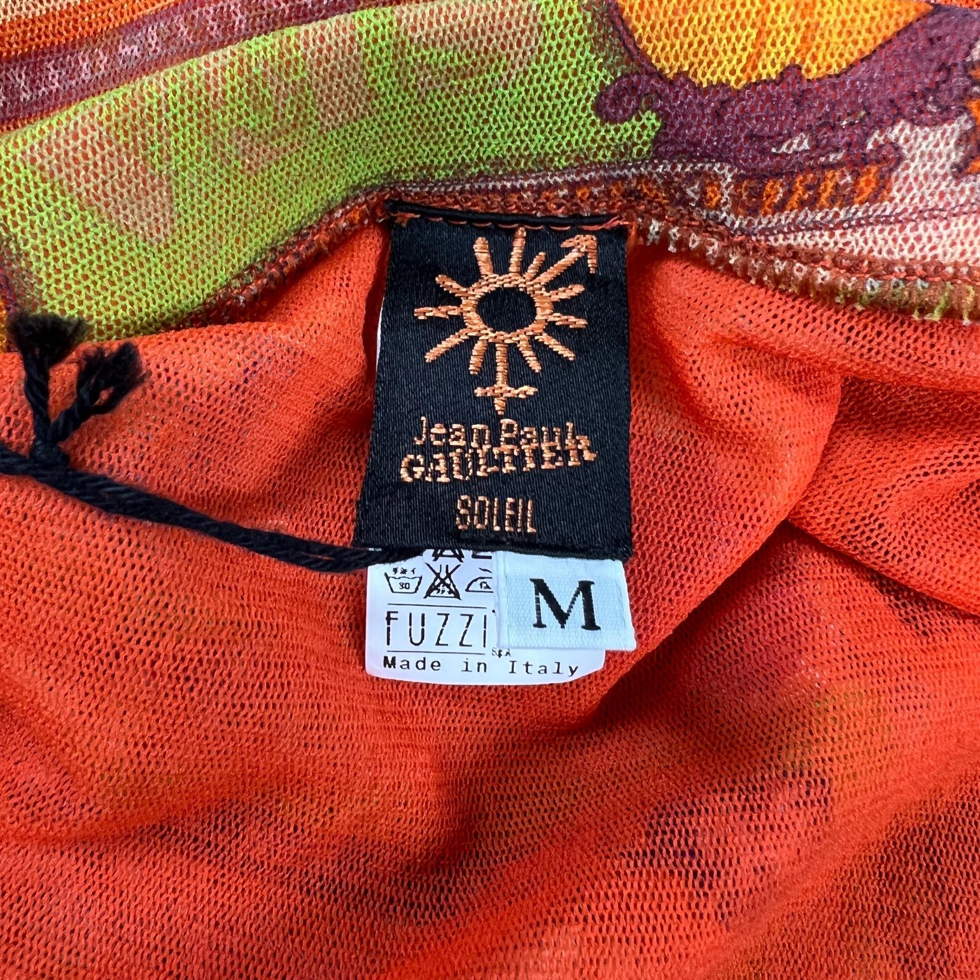 Jean Paul Gaultier Falda de nailon naranja con estampado de sexo, mar y sol (Mediana) 3