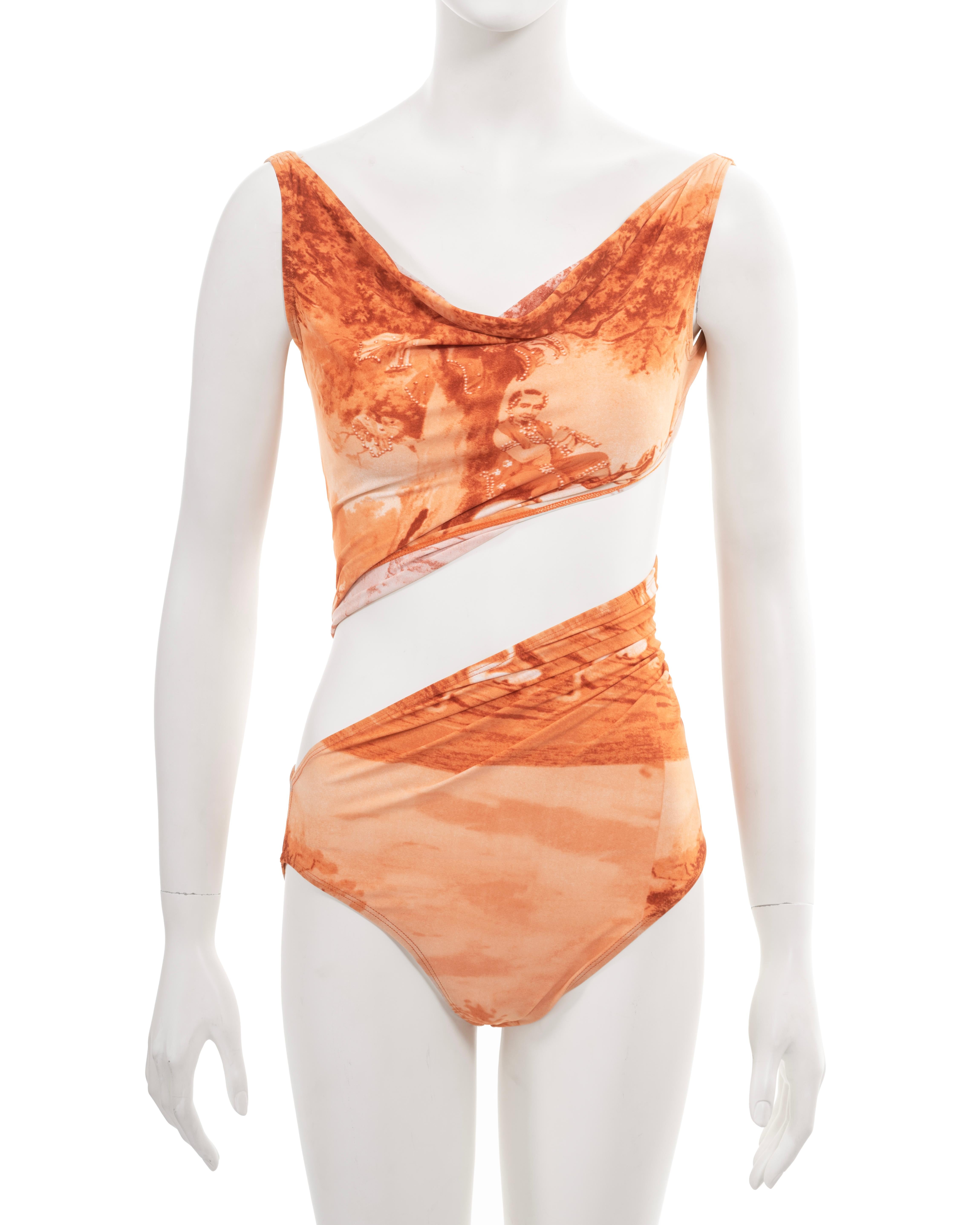 Jean Paul Gaultier, orangefarbener, gedrehter Bodysuit, F/S 1998 im Zustand „Hervorragend“ im Angebot in London, GB