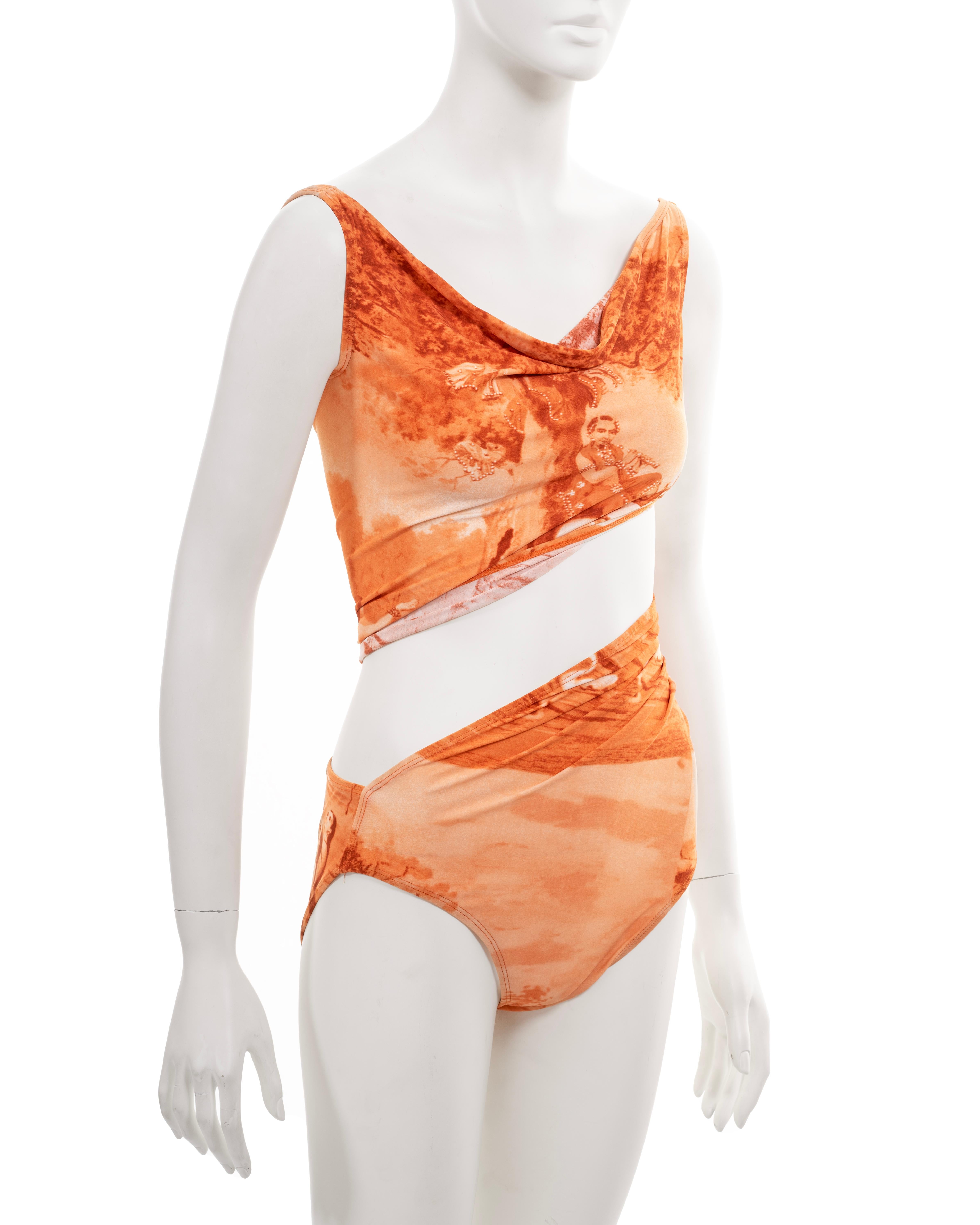 Jean Paul Gaultier, orangefarbener, gedrehter Bodysuit, F/S 1998 im Angebot 2