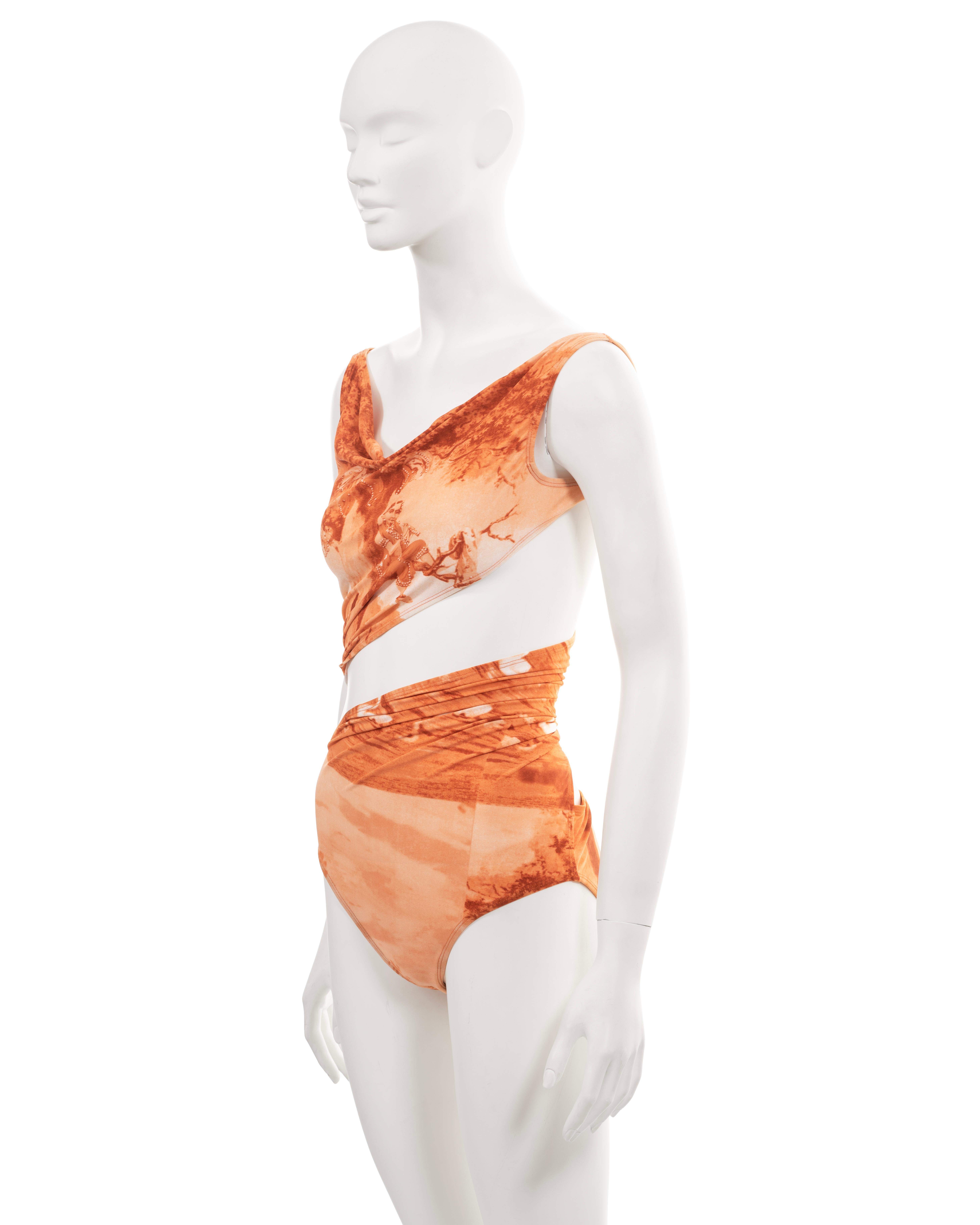 Jean Paul Gaultier, orangefarbener, gedrehter Bodysuit, F/S 1998 im Angebot 5
