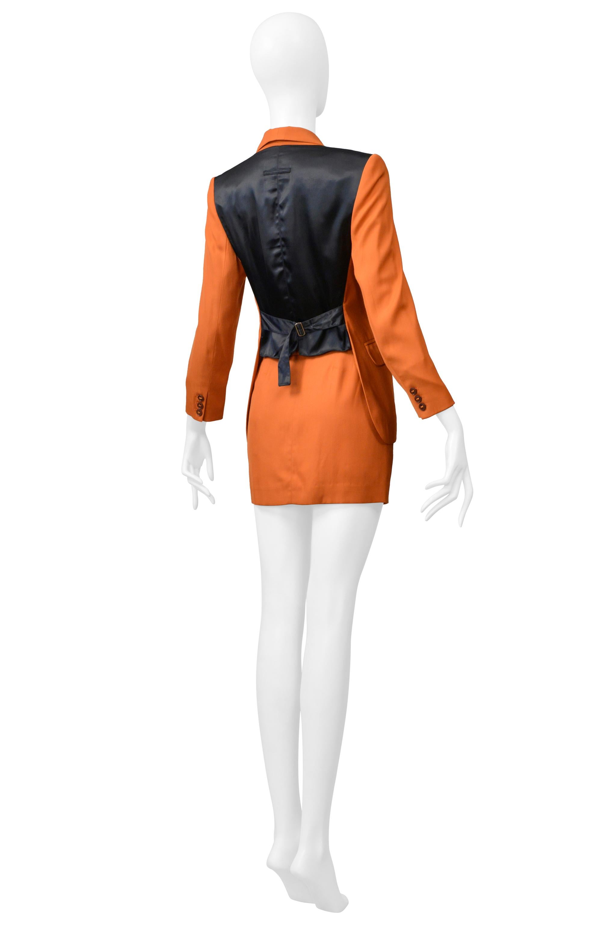 Jean Paul Gaultier Jeans, un completo con gonna in lana arancione in vendita 5