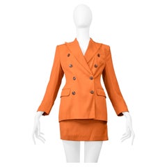 Jean Paul Gaultier Ensemble tailleur jupe en laine orange