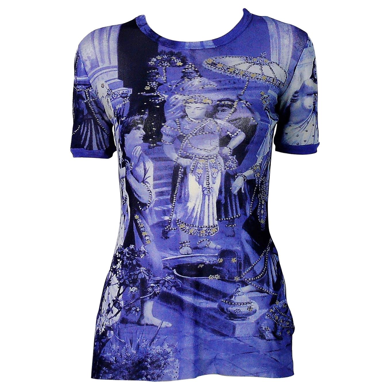 Jean Paul Gaultier Oriental Scene Sheer Mesh Top Size L