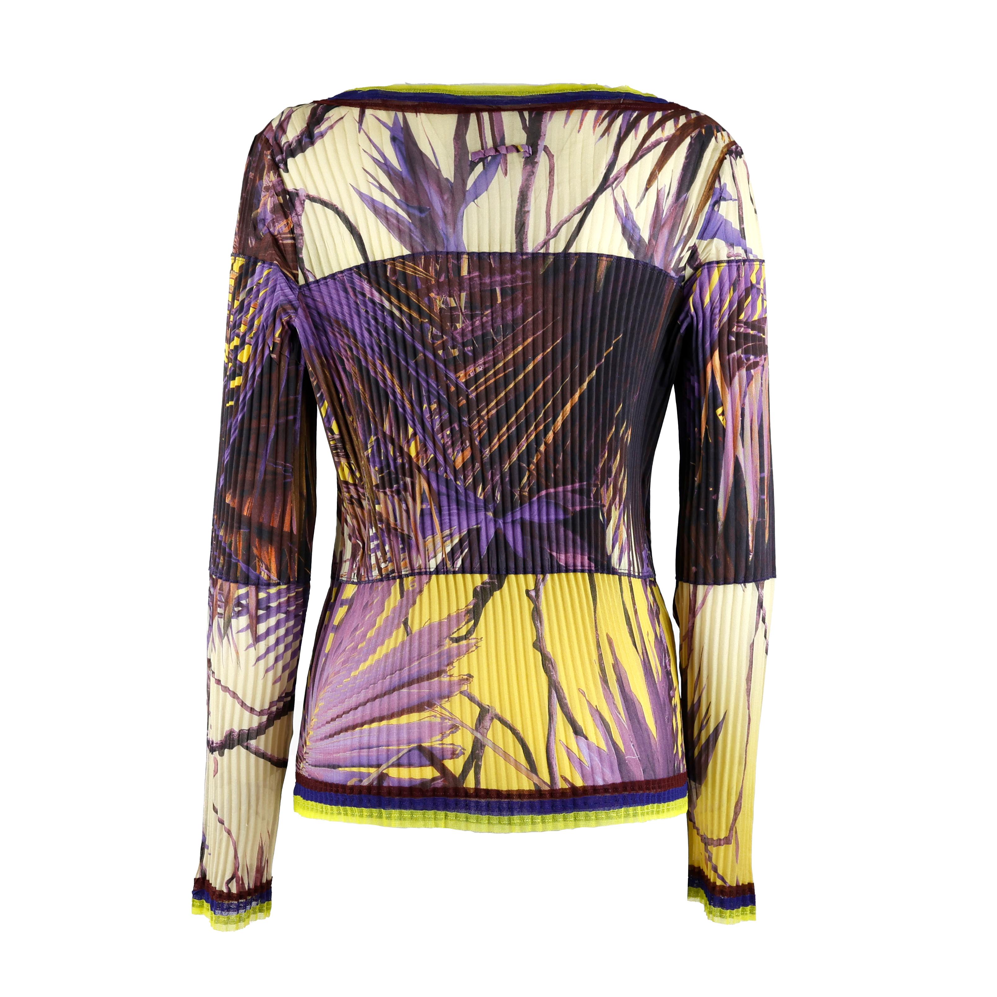 Jean Paul Gaultier top in multicolor mesh palm print. Size XL.

Condition:
Excellent.