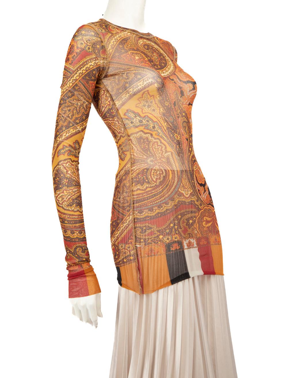 CONDITION is Very good. Hardly any visible wear to the top is evident on this used Jean Paul Gaultier FEMME designer resale item.
 Details
 Multicolour
 Synthetic
 Top
 Long sleeves
 Stretchy
 See- through
 Paisley pattern
 Round neck
 
 
 Made in