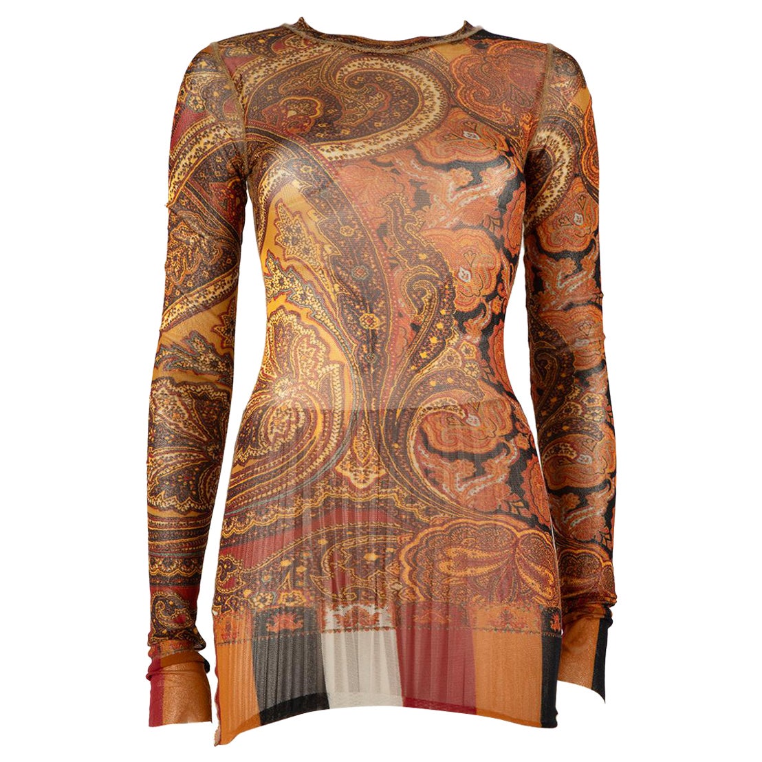 Jean Paul Gaultier Paisley Print Sheer Mesh Top Size S