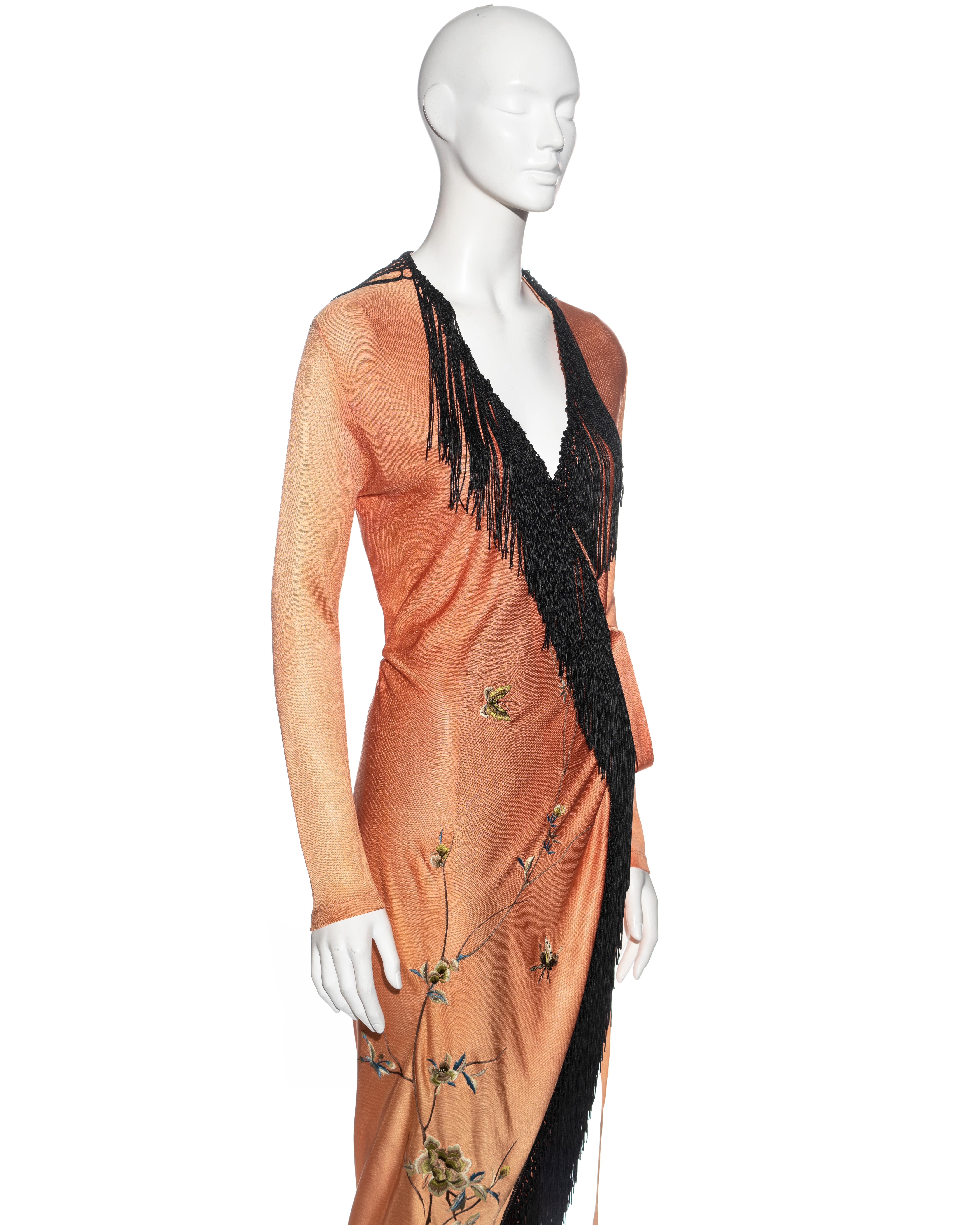 Jean Paul Gaultier pale peach wrap dress with floral embroidery, c. 1991-1994 1