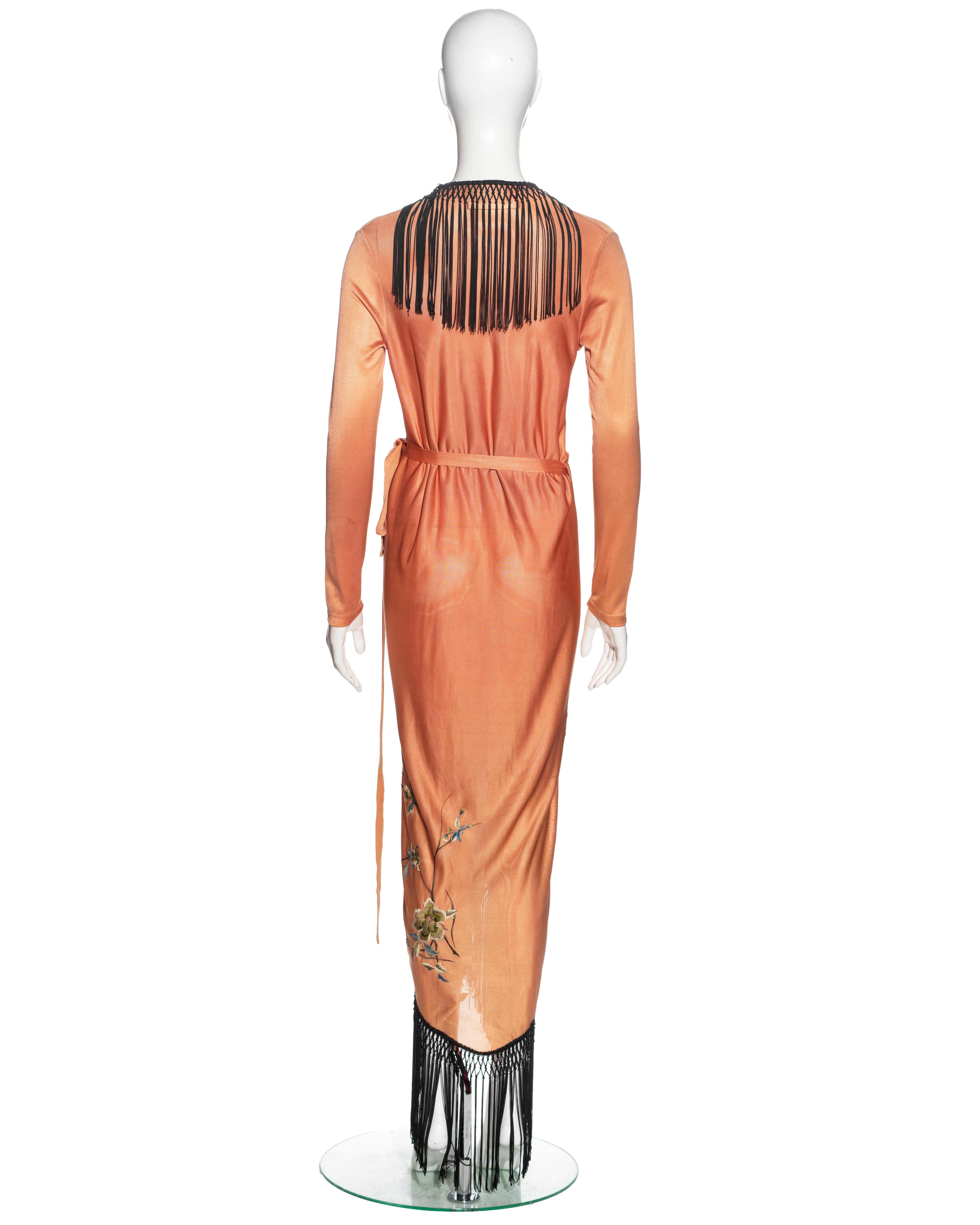 Jean Paul Gaultier pale peach wrap dress with floral embroidery, c. 1991-1994 3