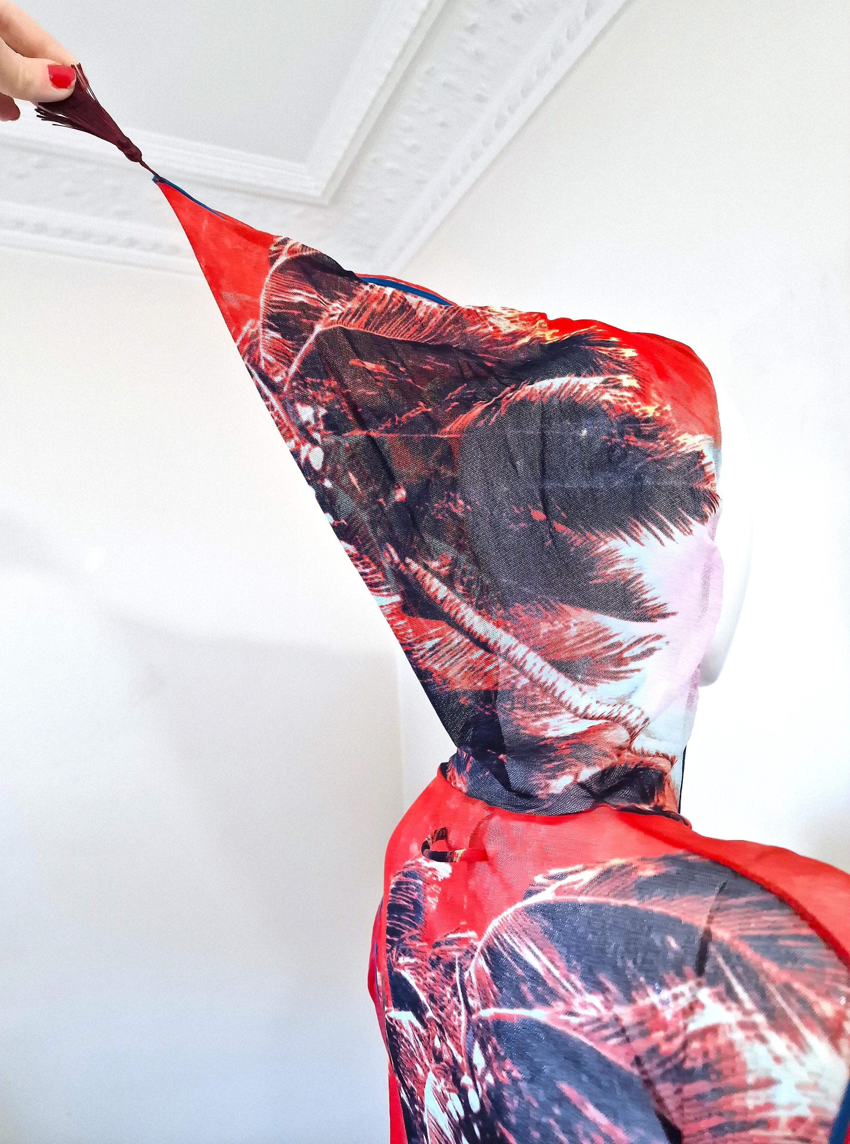 Jean Paul Gaultier Palm Tree Tropical Mesh Sheer Männer Frauen Hosen Top Kleid Set im Zustand „Hervorragend“ im Angebot in PARIS, FR