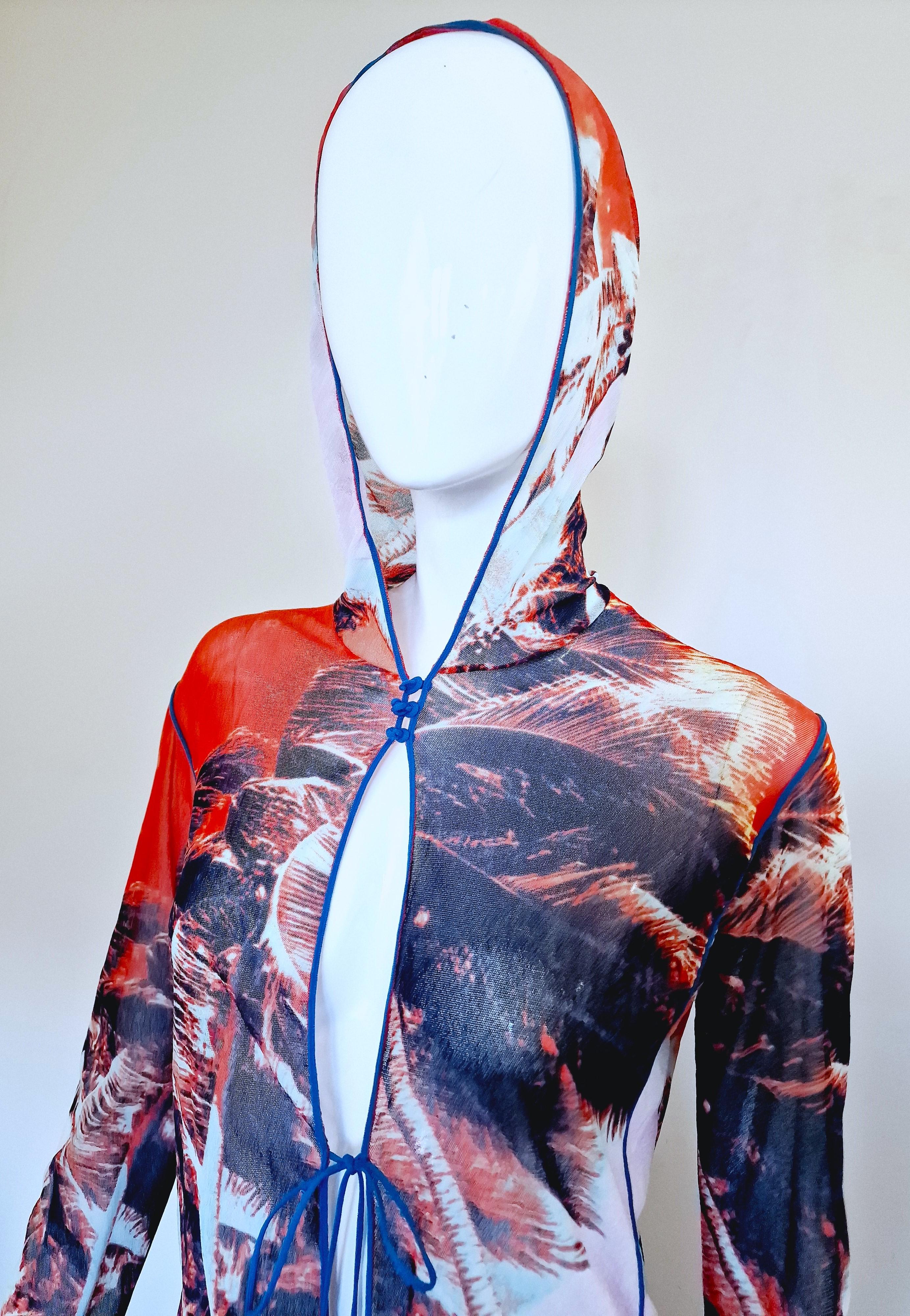 Jean Paul Gaultier Palm Tree Tropical Mesh Sheer Men Women Pants Top Dress Set For Sale 1