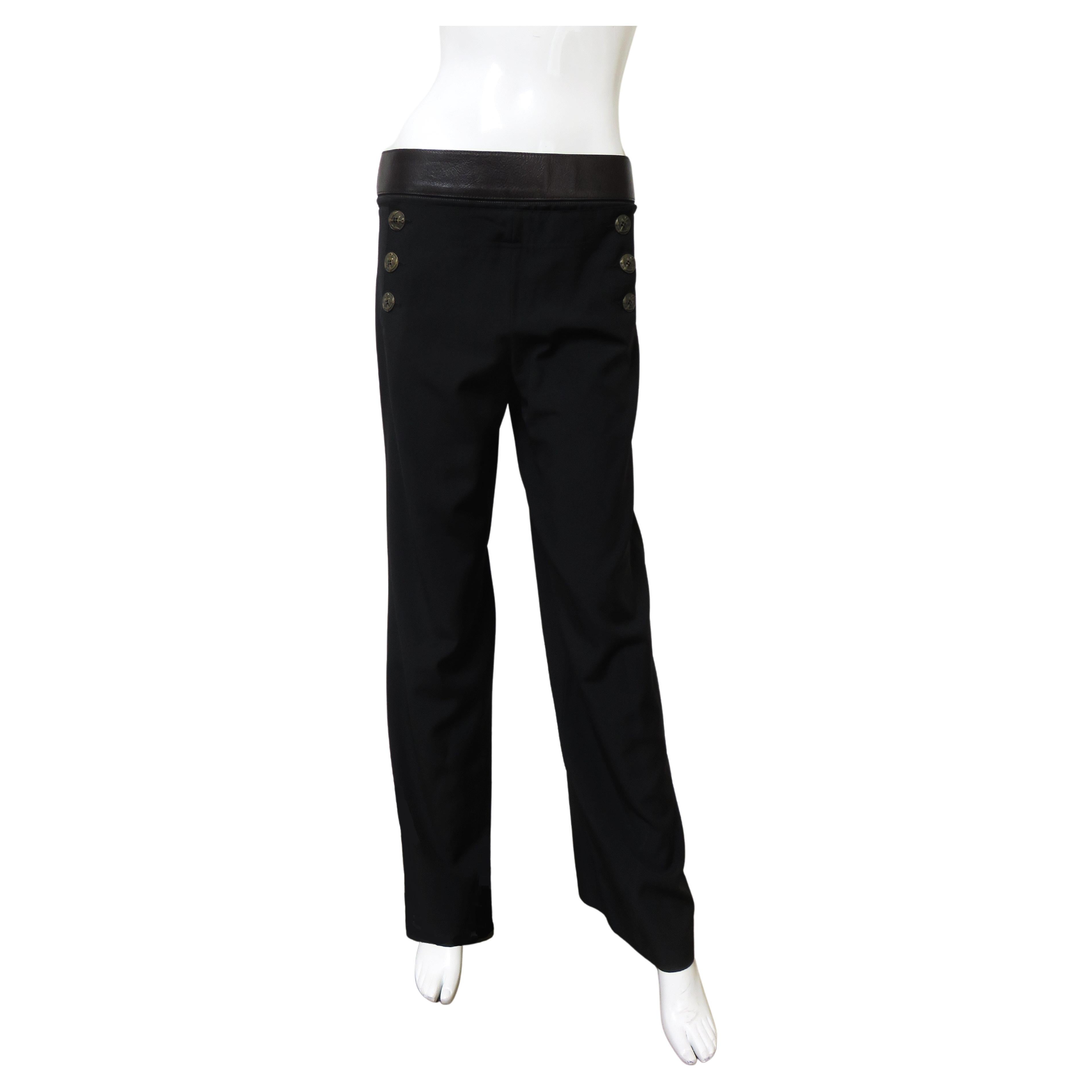 Jean Paul Gaultier Pants Lace up Back and Zipper Leather Belt For Sale