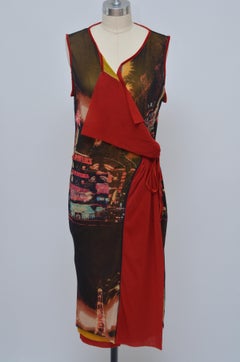 Jean Paul Gaultier  Paris Eiffel Tower City Lights Print  Dress     Size  M