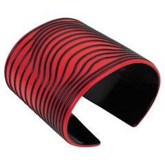 Vintage Jean Paul Gaultier Paris Red and Black Resin Cuff Bracelet Kinetic Effect