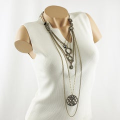 Jean Paul Gaultier Paris XX Collection Gilt Metal Multi-Strand Chain Necklace