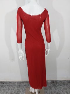Jean Paul Gaultier Patch Embroidered Tattoo Lips Eyes Applique Mesh Maxi Dress