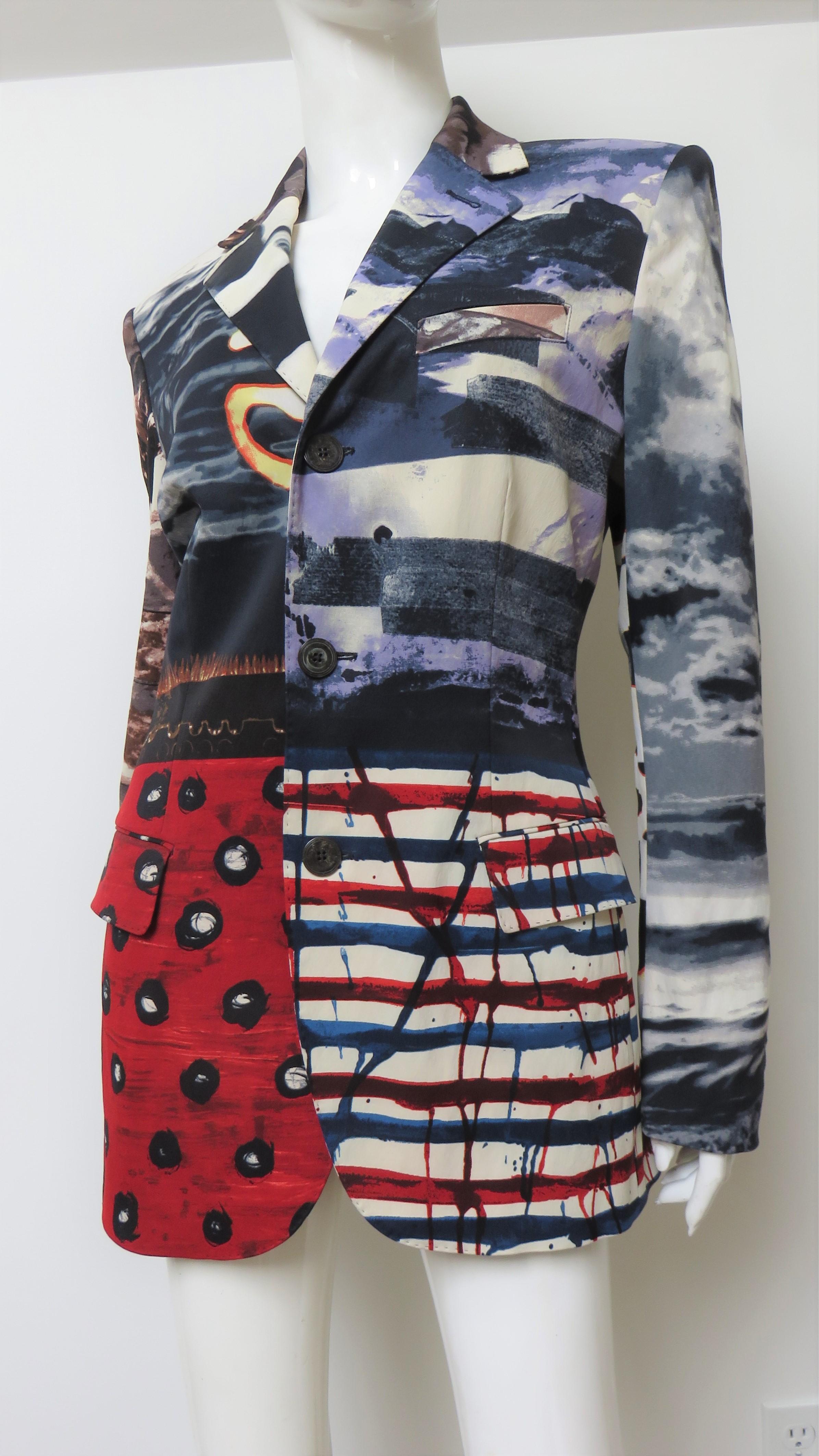 Black Jean Paul Gaultier Multi Pattern Color Block Jacket For Sale