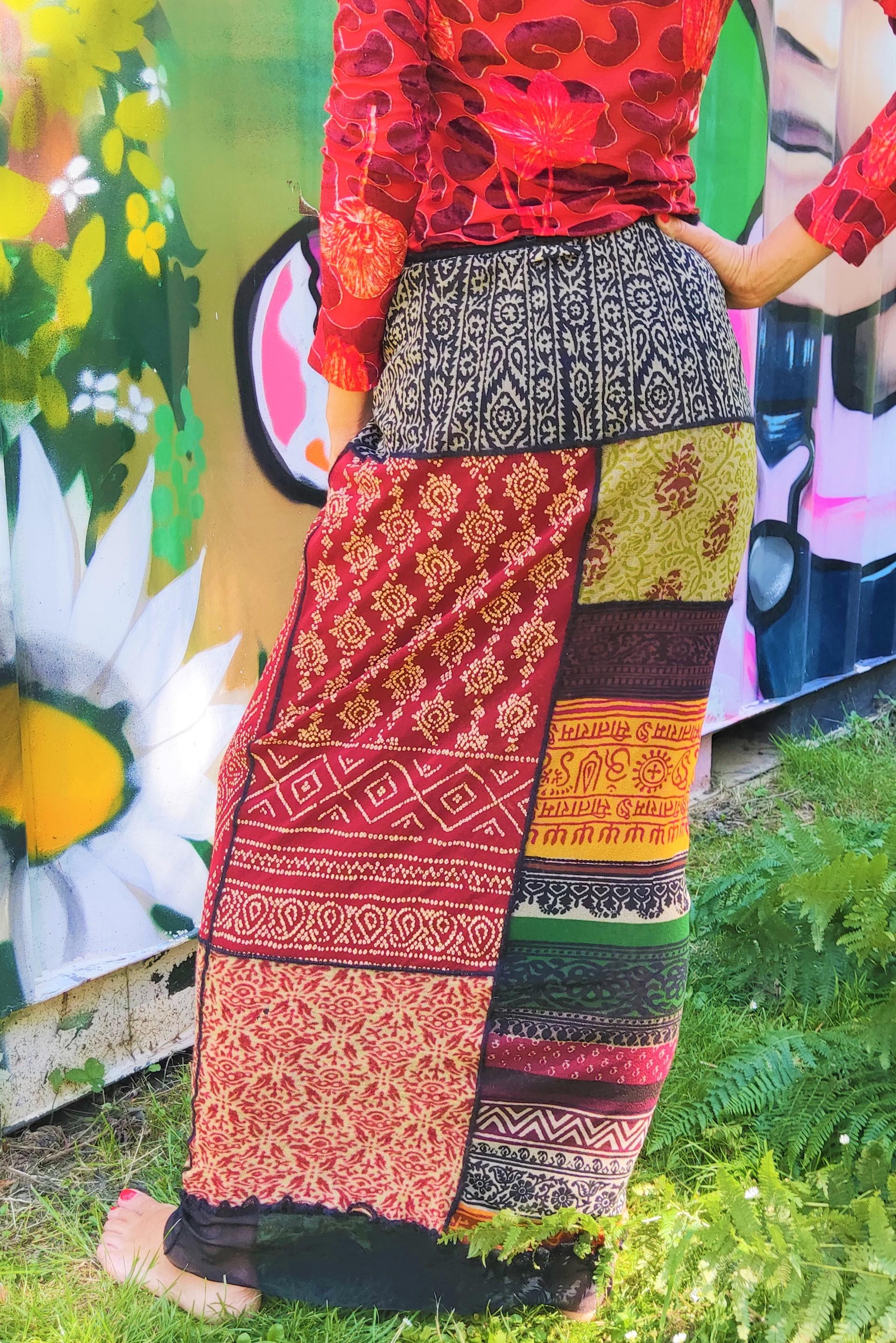 Jean Paul GAULTIER Patchwork Mandala Tibet Tibetan Japanese Mesh Maxi Skirt For Sale 6