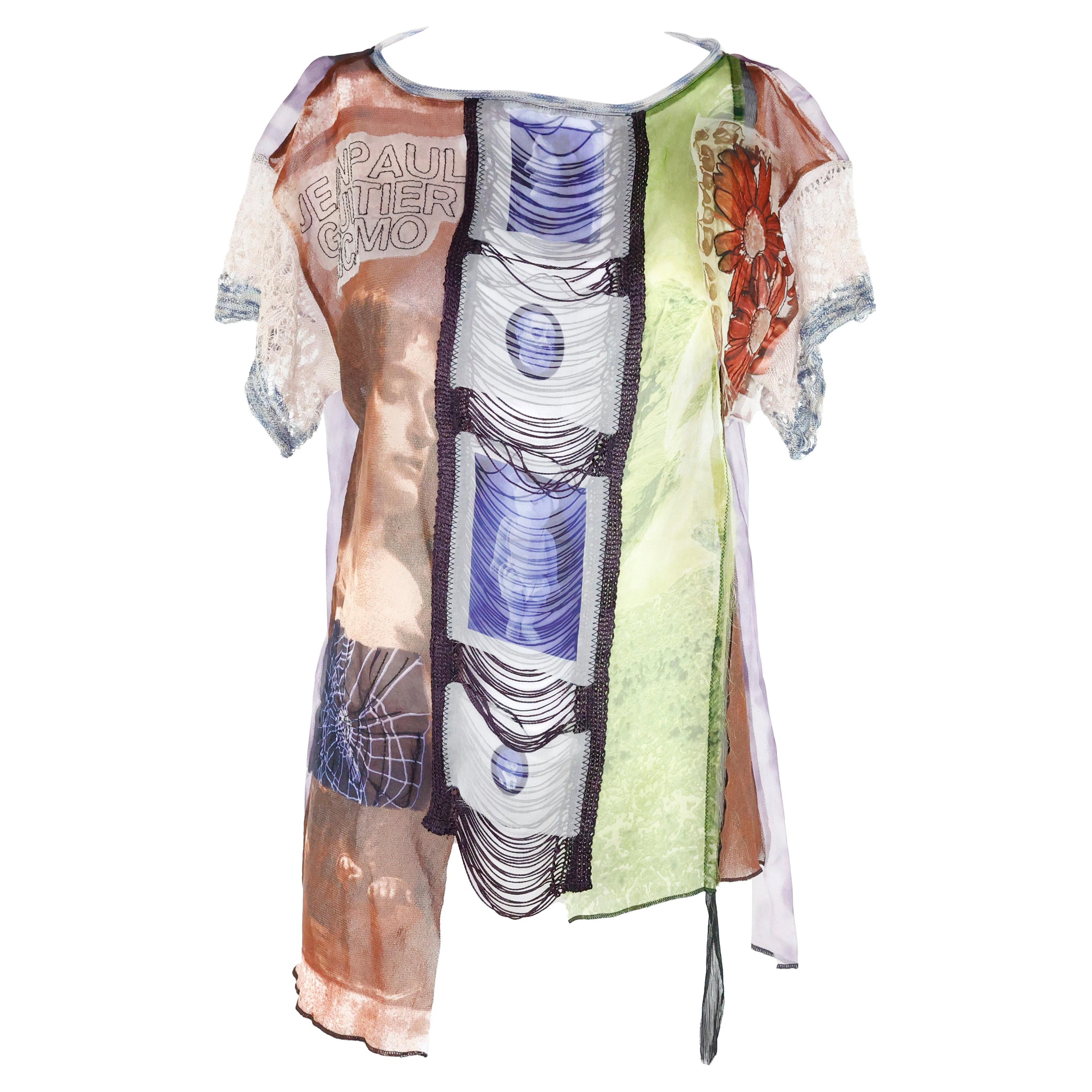 Top in rete "Ricamo" patchwork di Jean Paul Gaultier