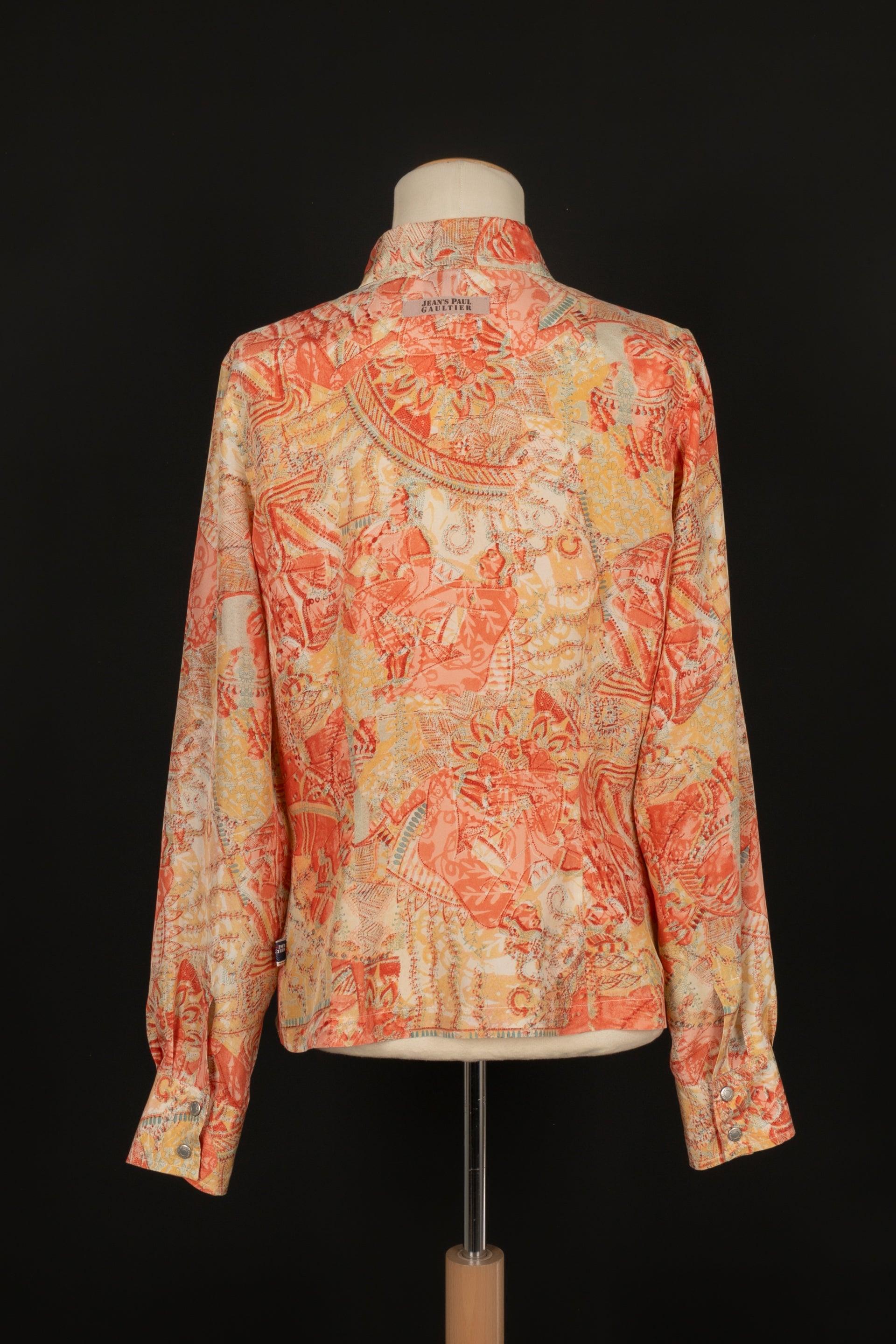 Orange Jean Paul Gaultier Patterned Silk Shirt For Sale
