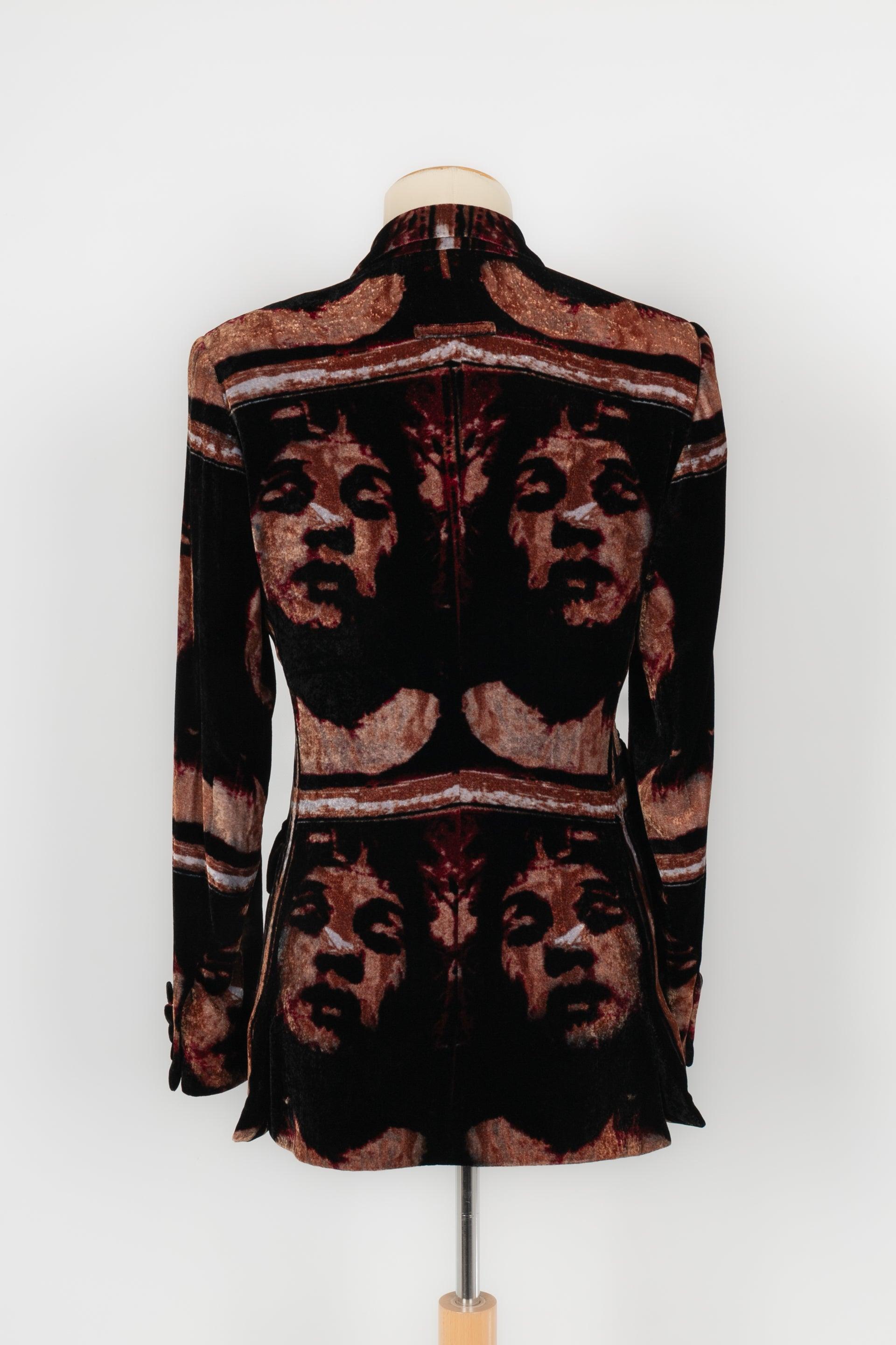 Black Jean Paul Gaultier Patterned Velvet Jacket For Sale