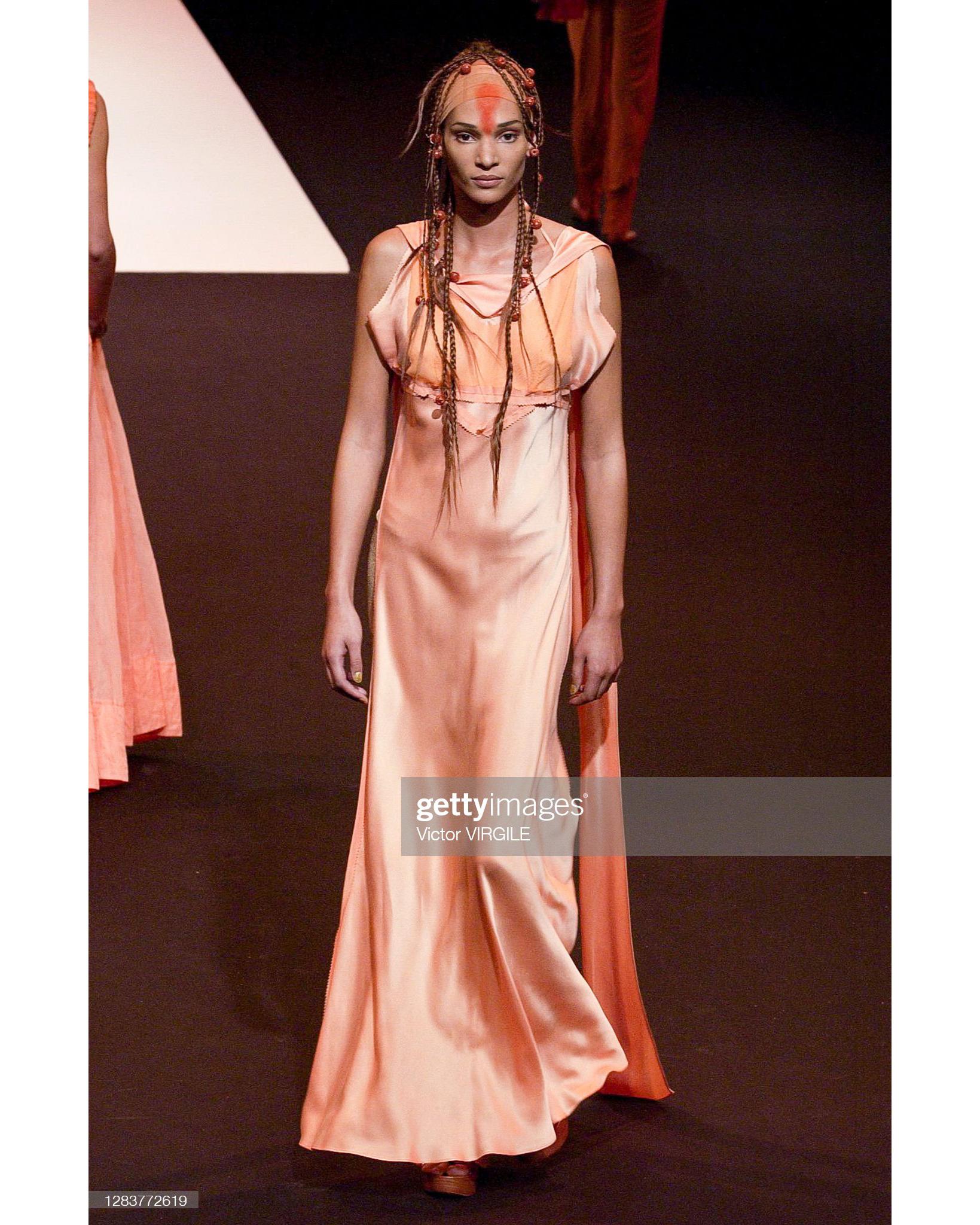 Orange Jean Paul Gaultier peach bias cut silk backless maxi top / dress, ss 2002