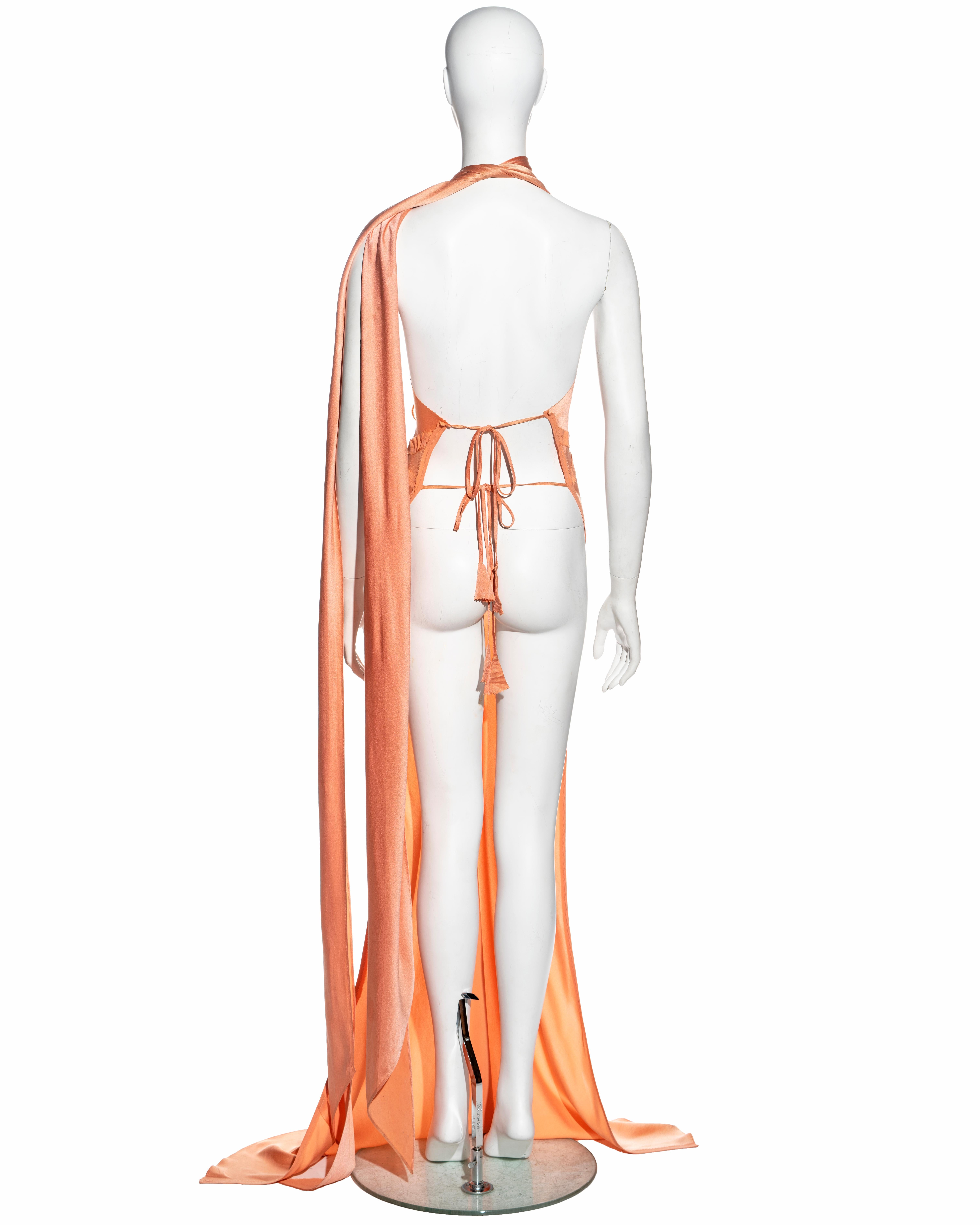 Jean Paul Gaultier peach bias cut silk backless maxi top / dress, ss 2002 2
