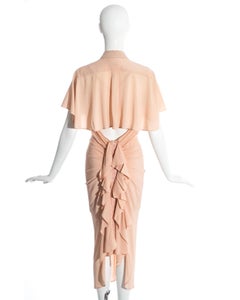 Jean Paul Gaultier peach corset ruffled shirt dress, ss 2005