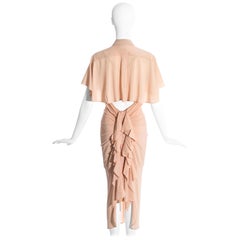 Jean Paul Gaultier peach corset ruffled shirt dress, ss 2005