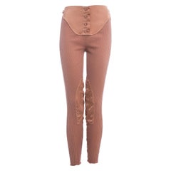 Jean Paul Gaultier peach rib knit and satin lace up legging pants, ss 1992