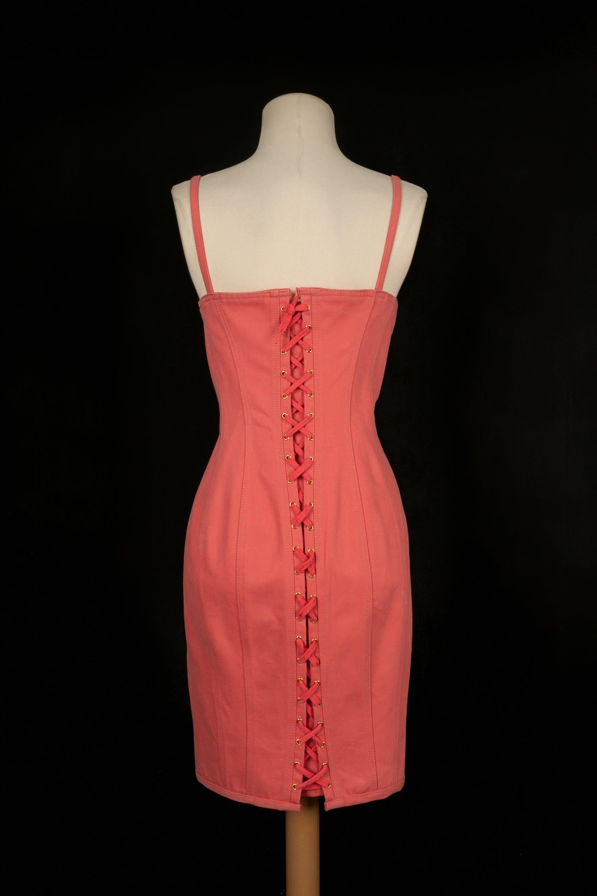 Jean-Paul Gaultier Pink Cotton Dress In Excellent Condition For Sale In SAINT-OUEN-SUR-SEINE, FR