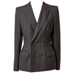 Jean Paul Gaultier Pinstrip Double Breasted Fitted Blazer