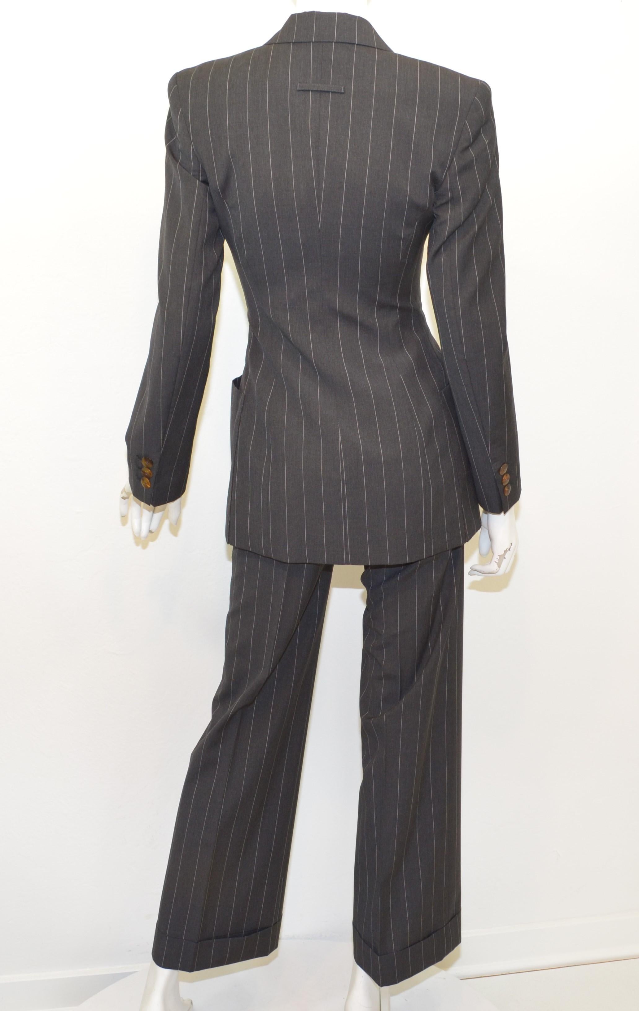 Black Jean Paul Gaultier Pinstripe Jacket and Pants Suit Set