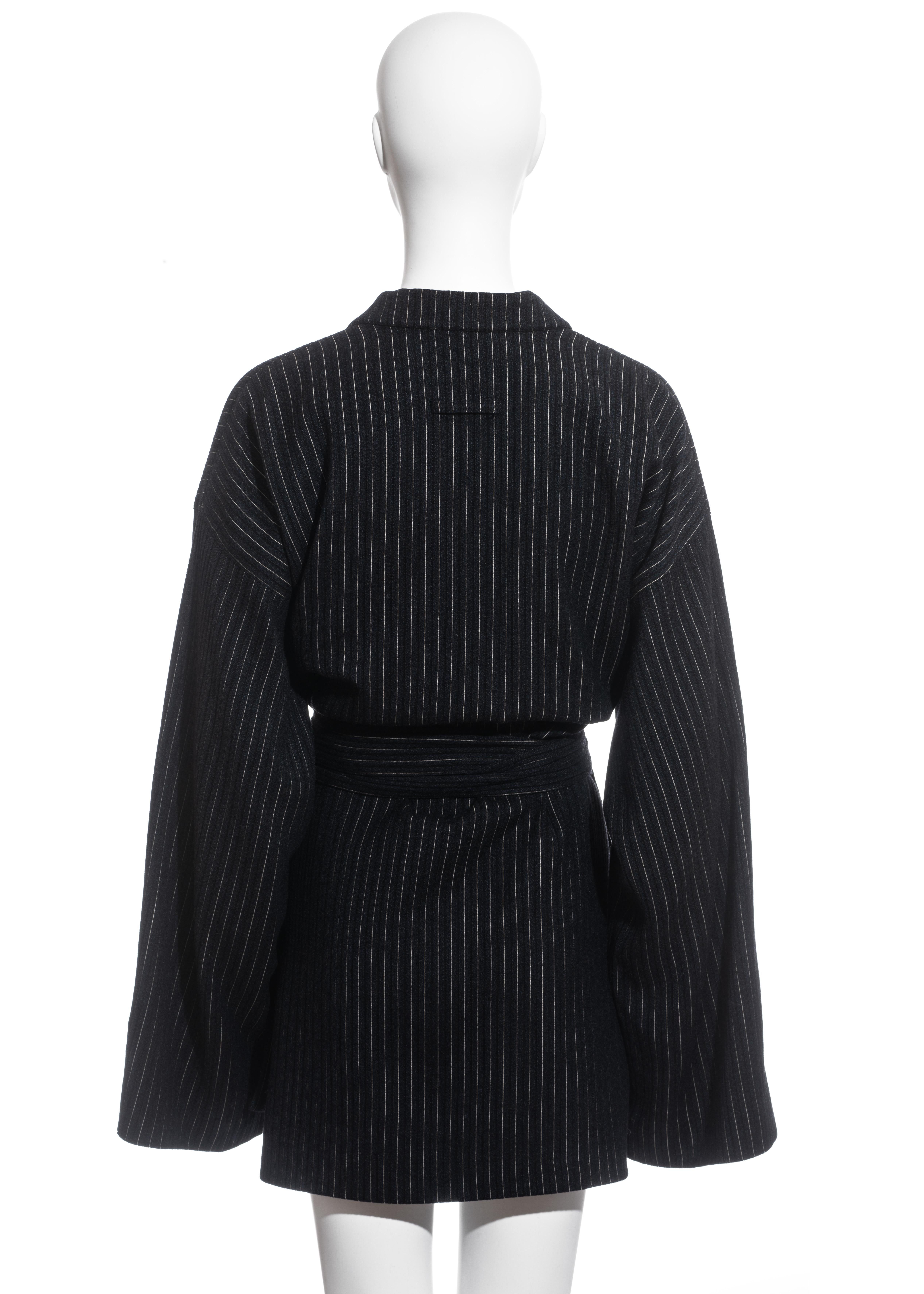 Women's Jean Paul Gaultier pinstripe wool blazer wrap jacket, fw 1994