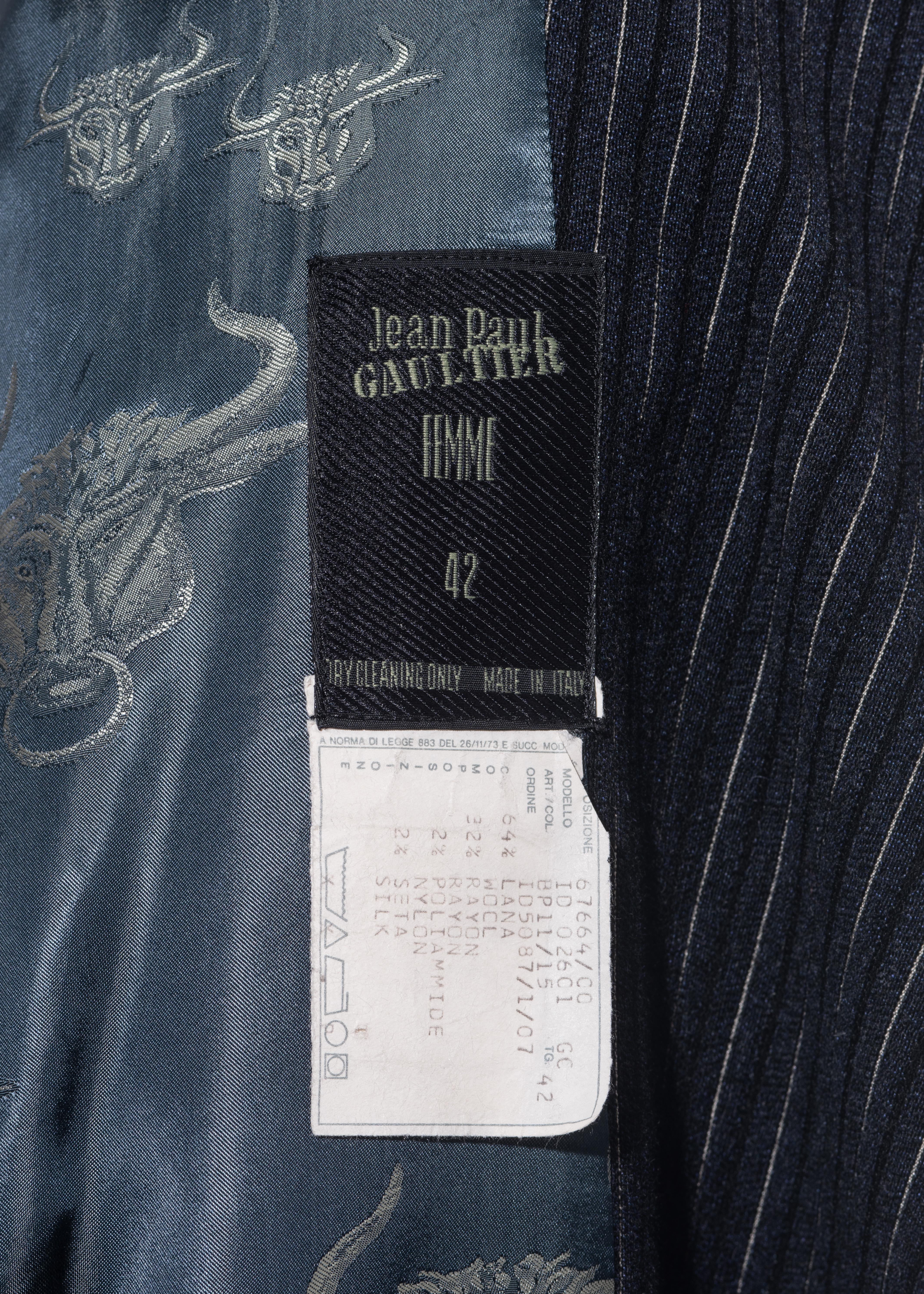 Jean Paul Gaultier pinstripe wool blazer wrap jacket, fw 1994 1