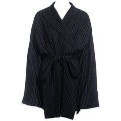 Vintage Jean Paul Gaultier pinstripe wool blazer wrap jacket, fw 1994