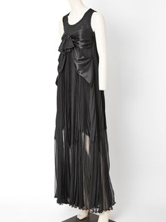 Jean-Paul Gaultier Pleated Silk and Satin Maxi Dress