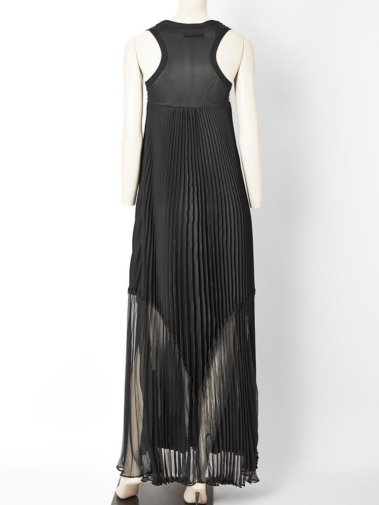 Black Jean-Paul Gaultier Pleated Silk and Satin Maxi Dress