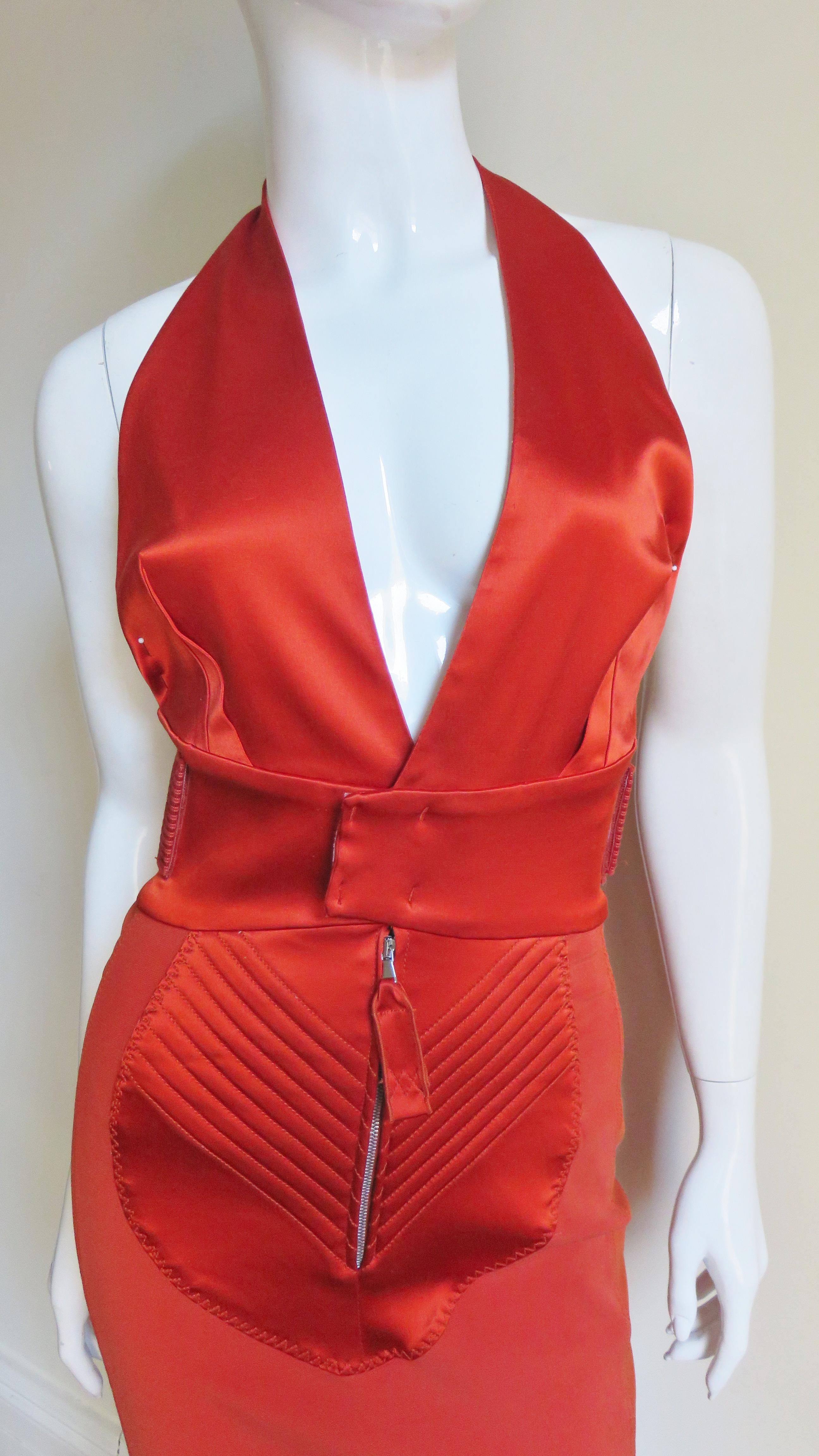 Jean Paul Gaultier Plunge Halter Dress In Good Condition In Water Mill, NY